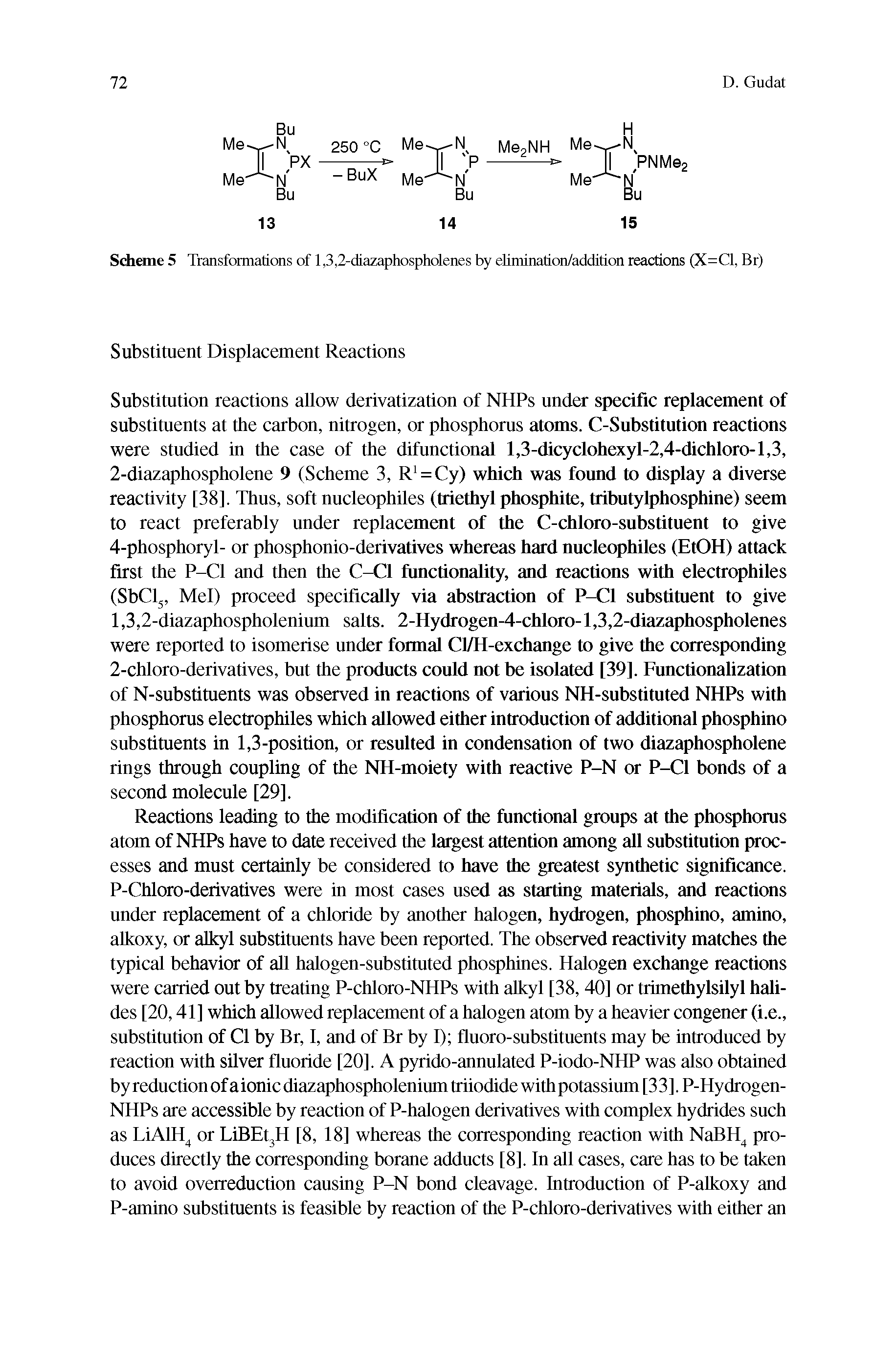 Scheme 5 Transformations of 1,3,2-diazaphospholenes by elimination/addition reactions (X=C1, Br)...