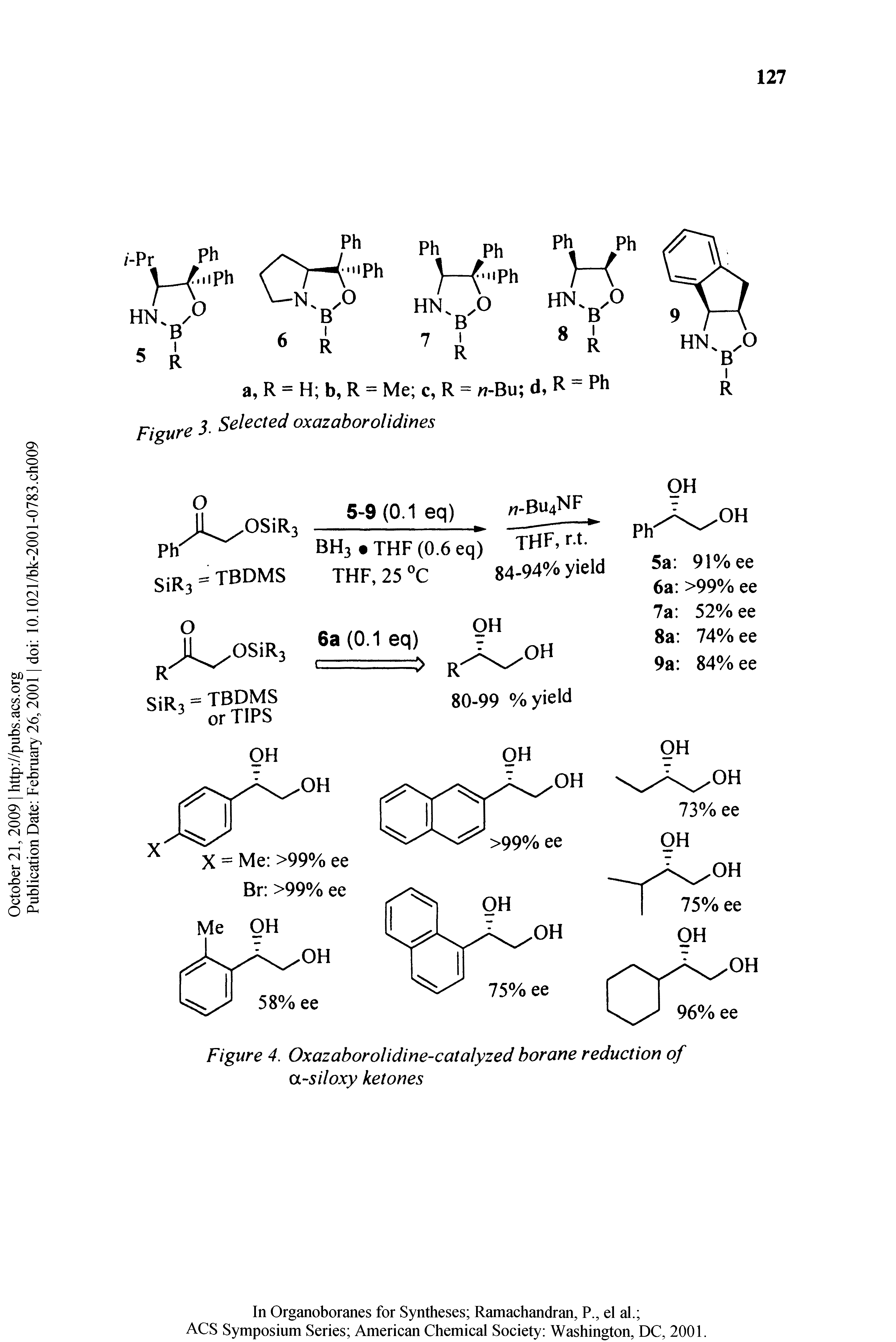 Figure 4. Oxazaborolidine-catalyzed horane reduction of a-siloxy ketones...