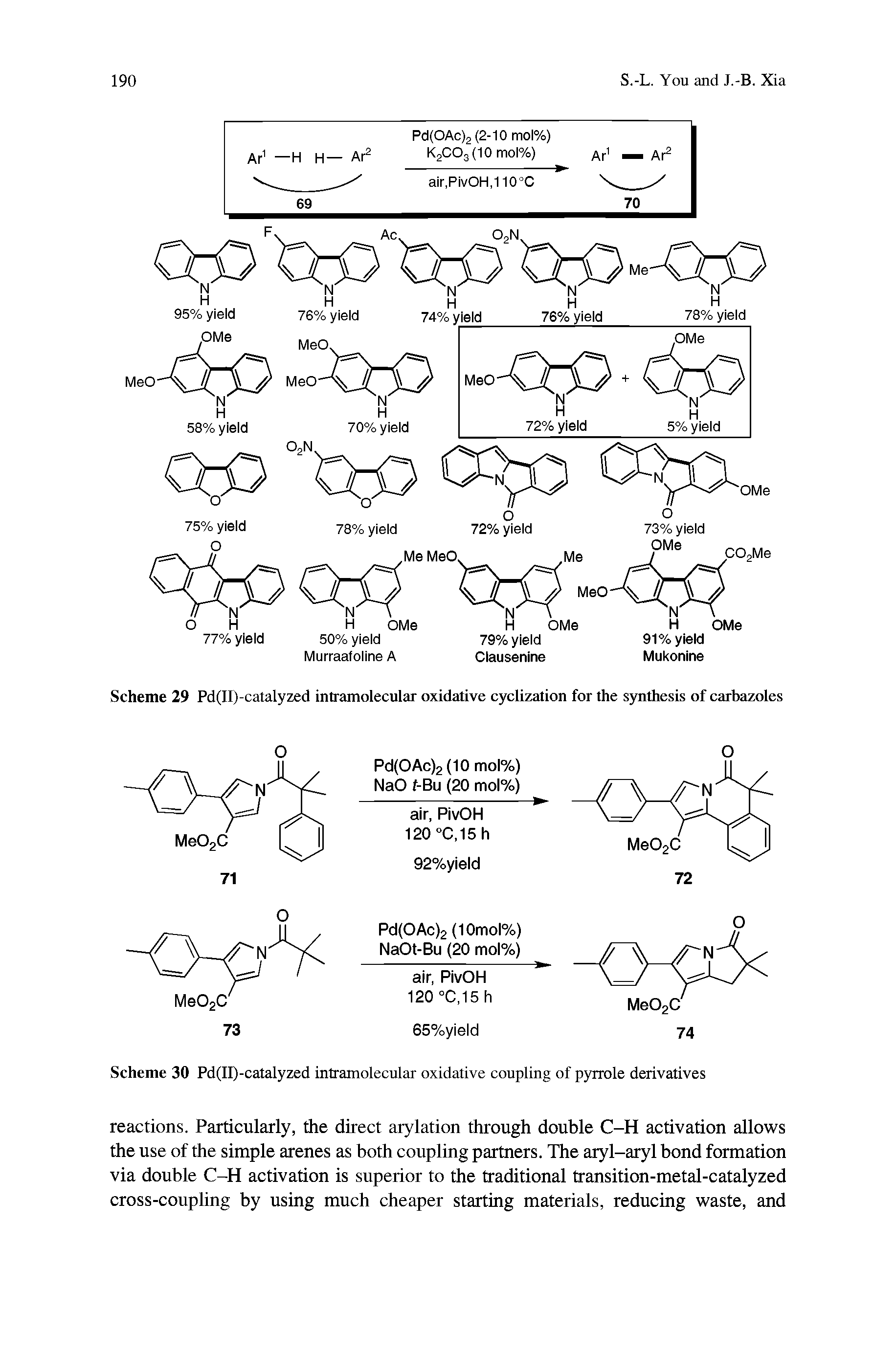 Scheme 30 Pd(II)-catalyzed intramolecular oxidative coupling of pyrrole derivatives...