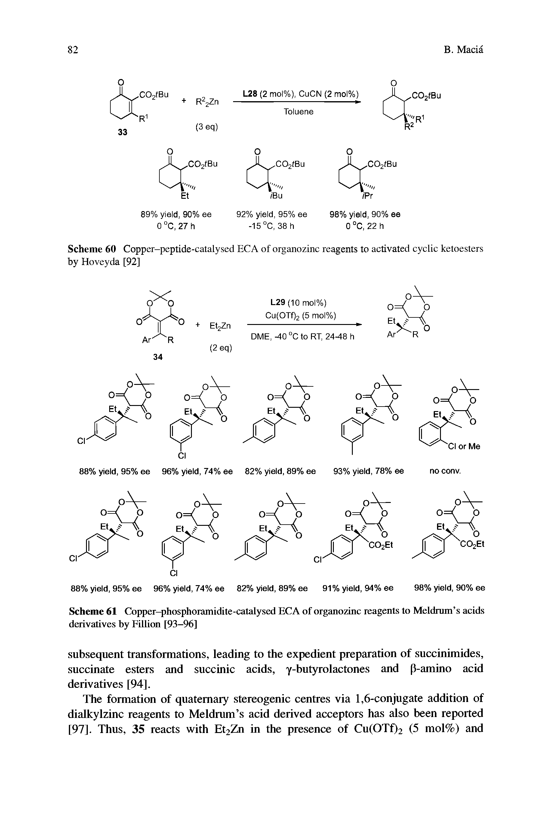 Scheme 61 Copper-phosphoramidite-catalysed ECA of organozinc reagents to Meldrum s acids dtaivatives by Fillirai [93-96]...