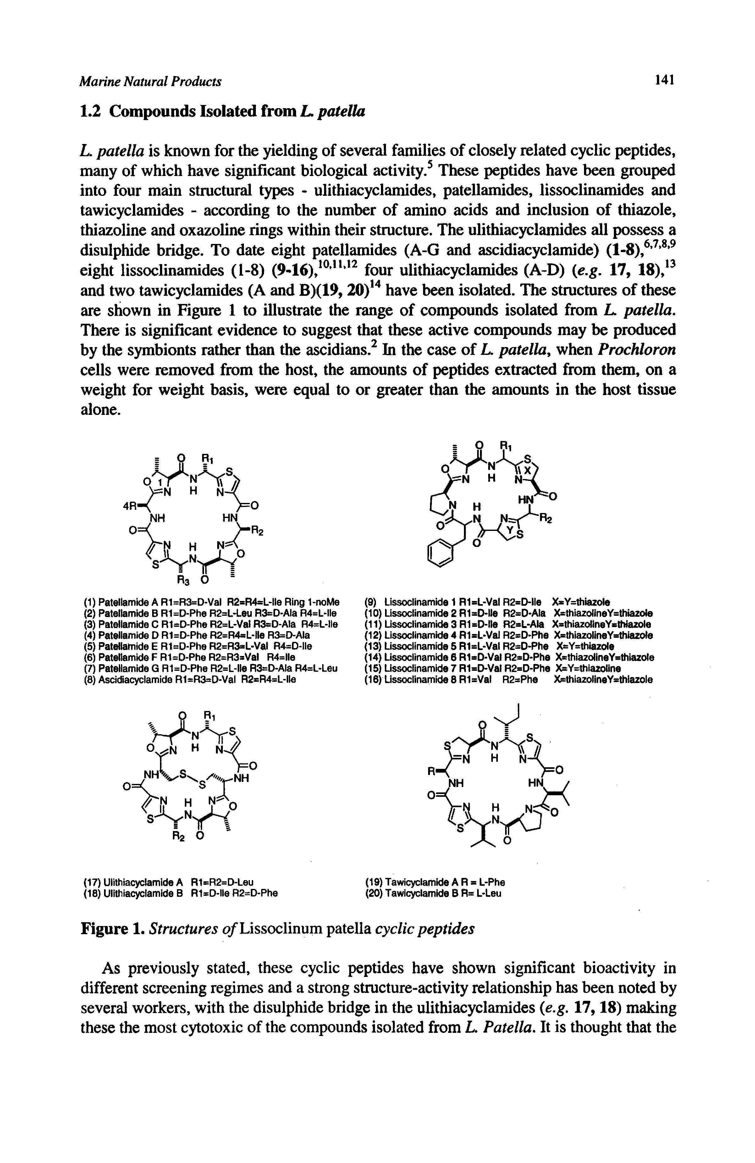 Figure 1. Structures o/Lissoclinum patella cyclic peptides...