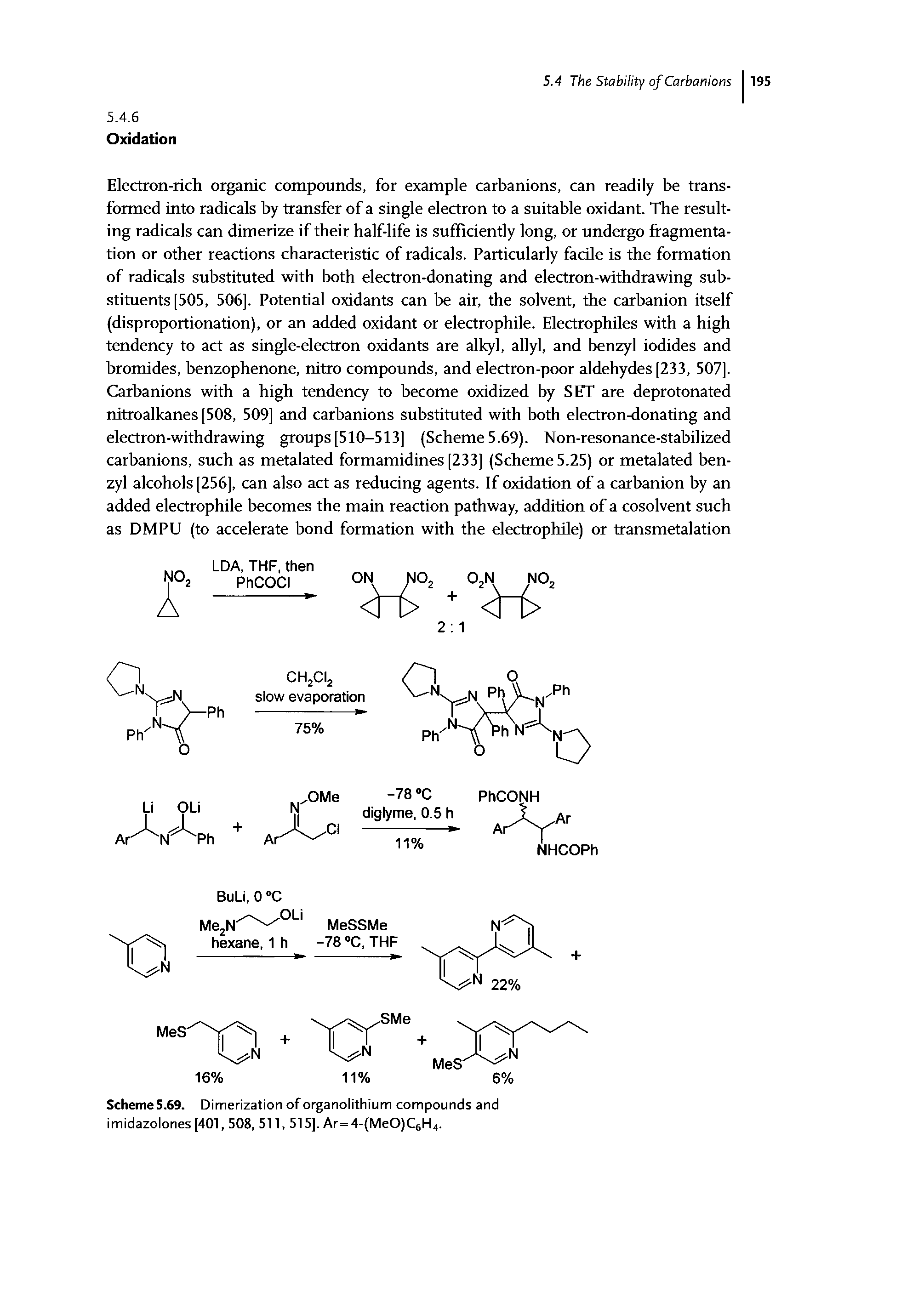Scheme5.69. Dimerization of organolithium compounds and imidazolones[401,508, 511, 515], Ar=4-(MeO)C6H4.