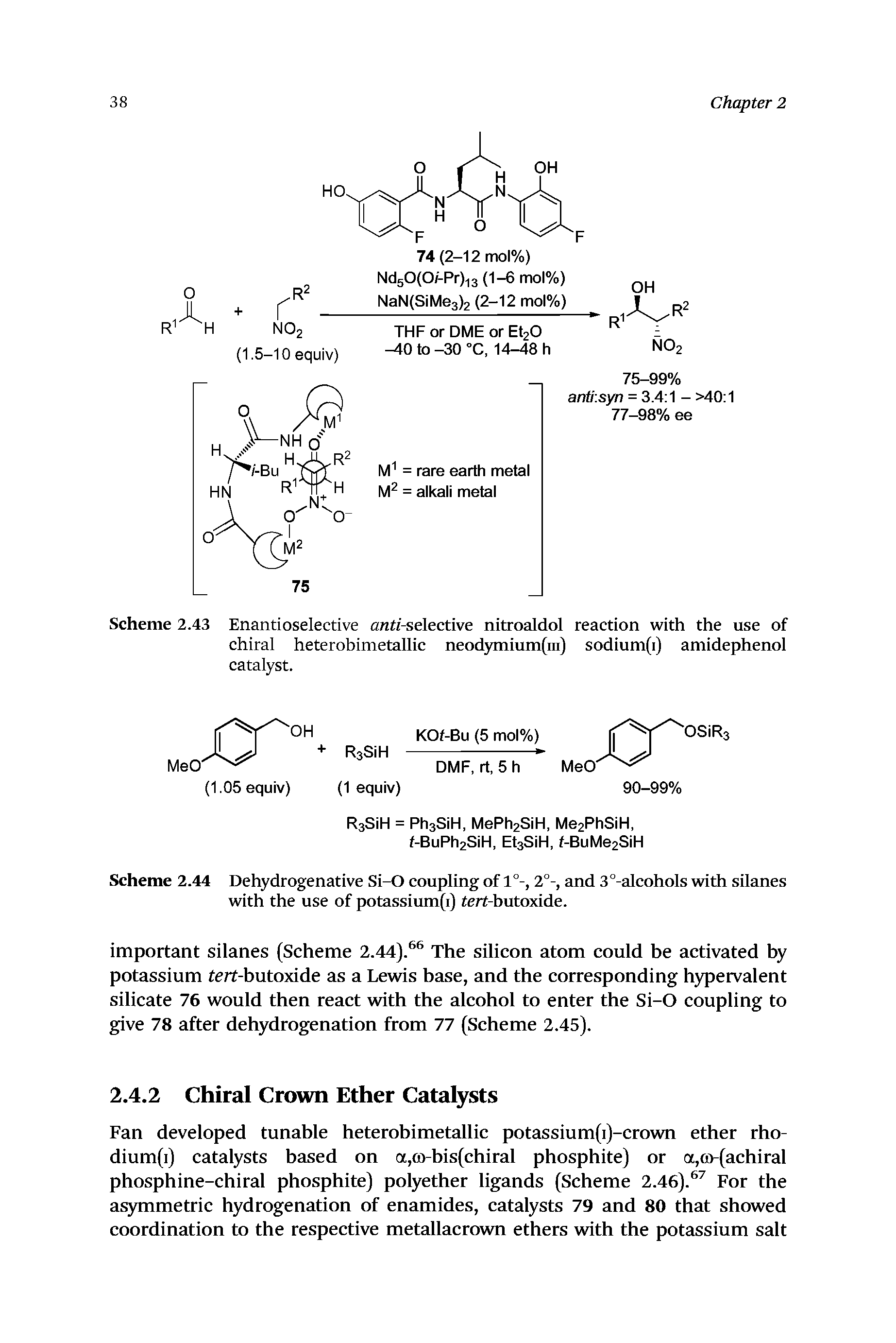 Scheme 2.43 Enantioselective anti-selective nitroaldol reaction with the use of chiral heterobimetallic neodymium(iii) sodium(i) amidephenol catalyst.