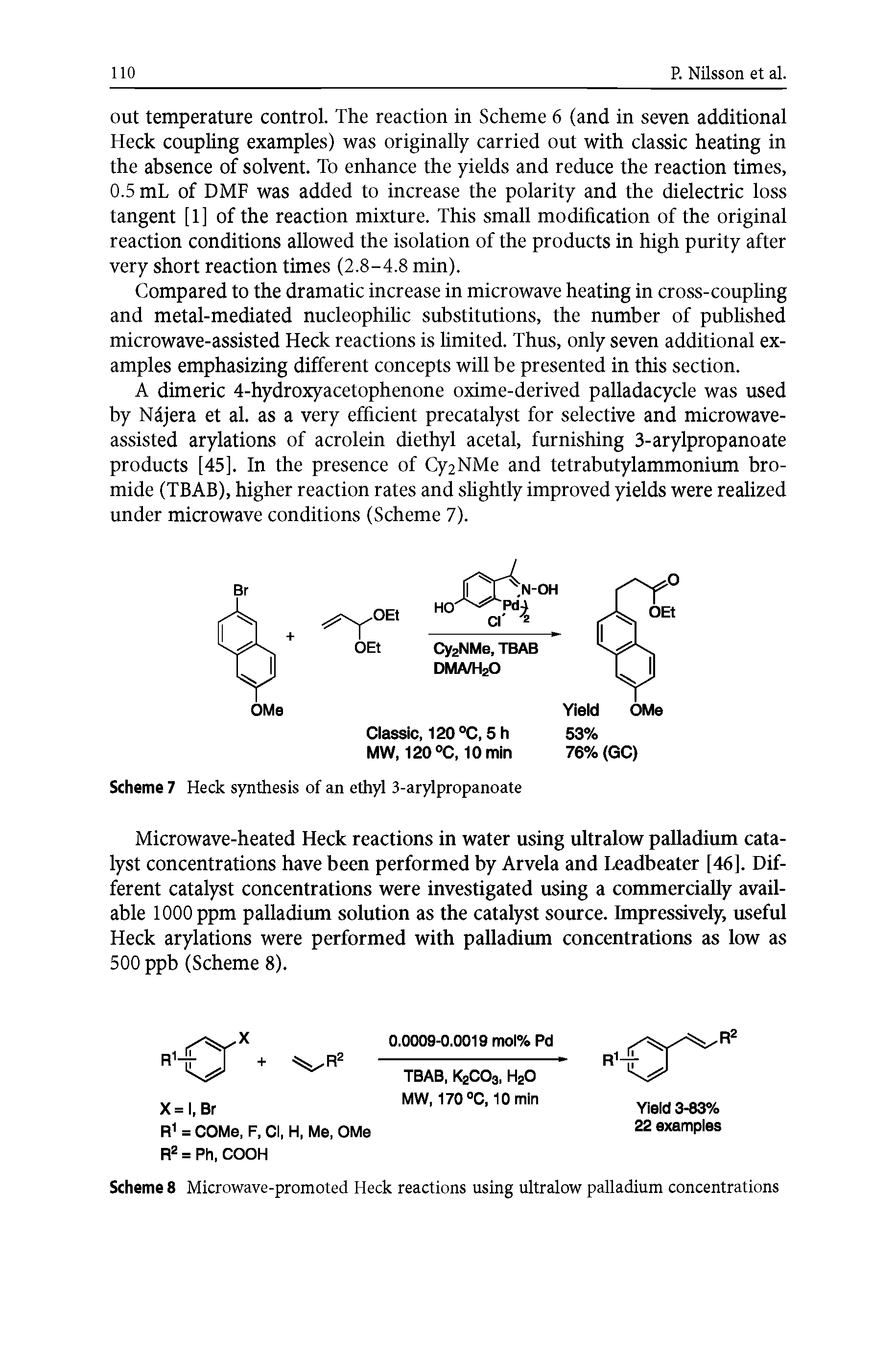 Scheme 8 Microwave-promoted Heck reactions using ultralow palladium concentrations...