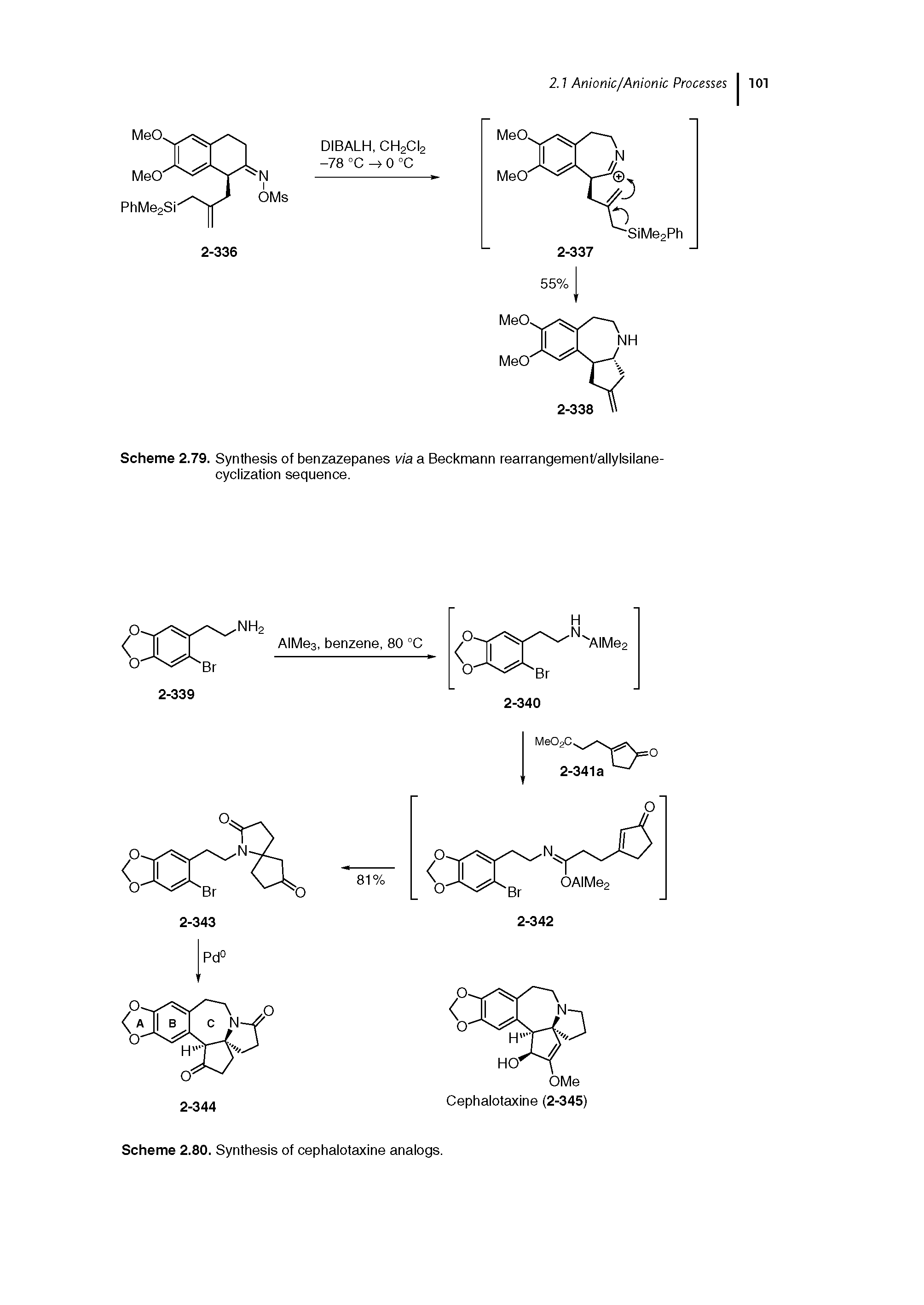 Scheme 2.79. Synthesis of benzazepanes via a Beckmann rearrangement/allylsilane-cyclization sequence.