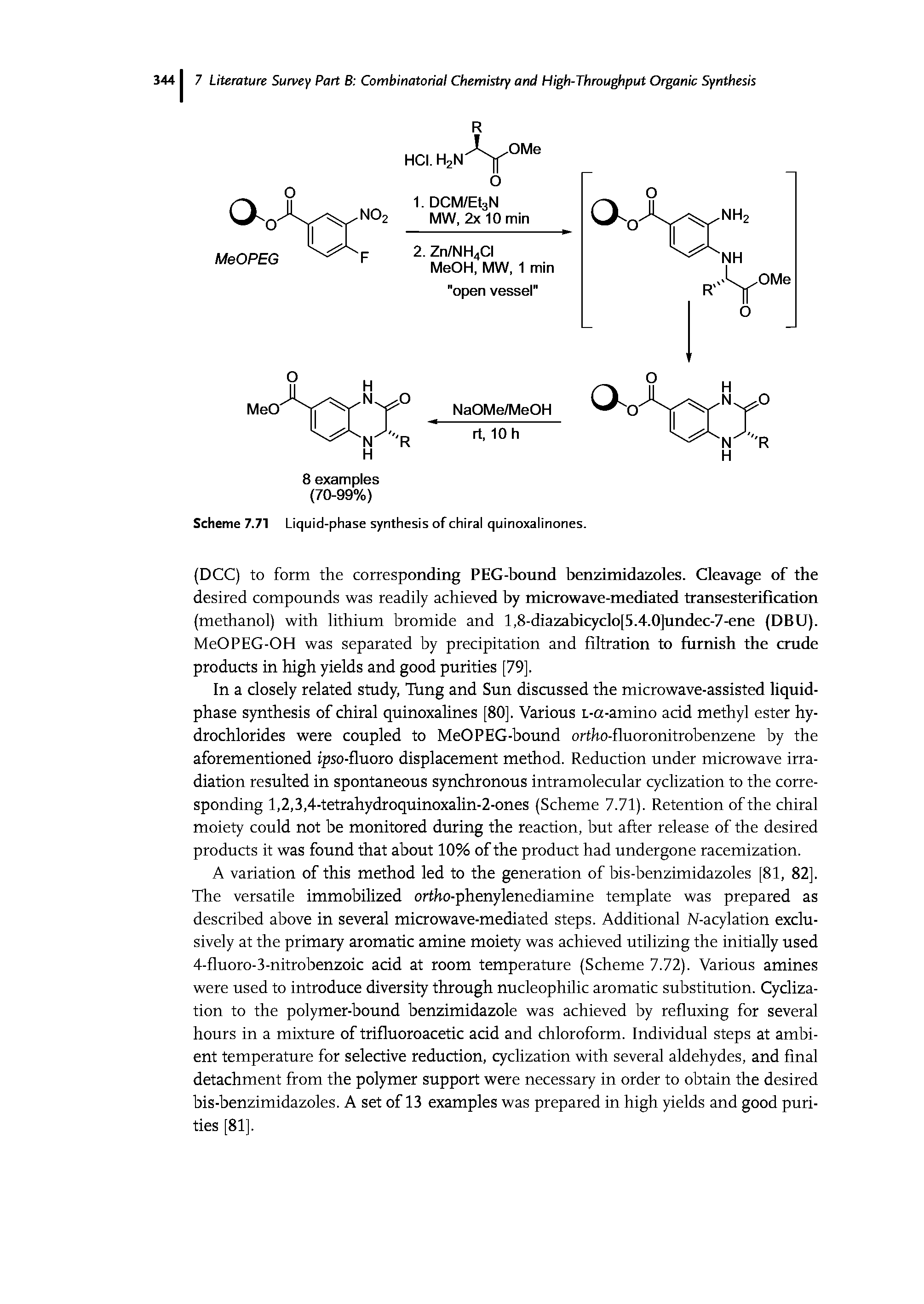 Scheme 7.71 Liquid-phase synthesis of chiral quinoxalinones.