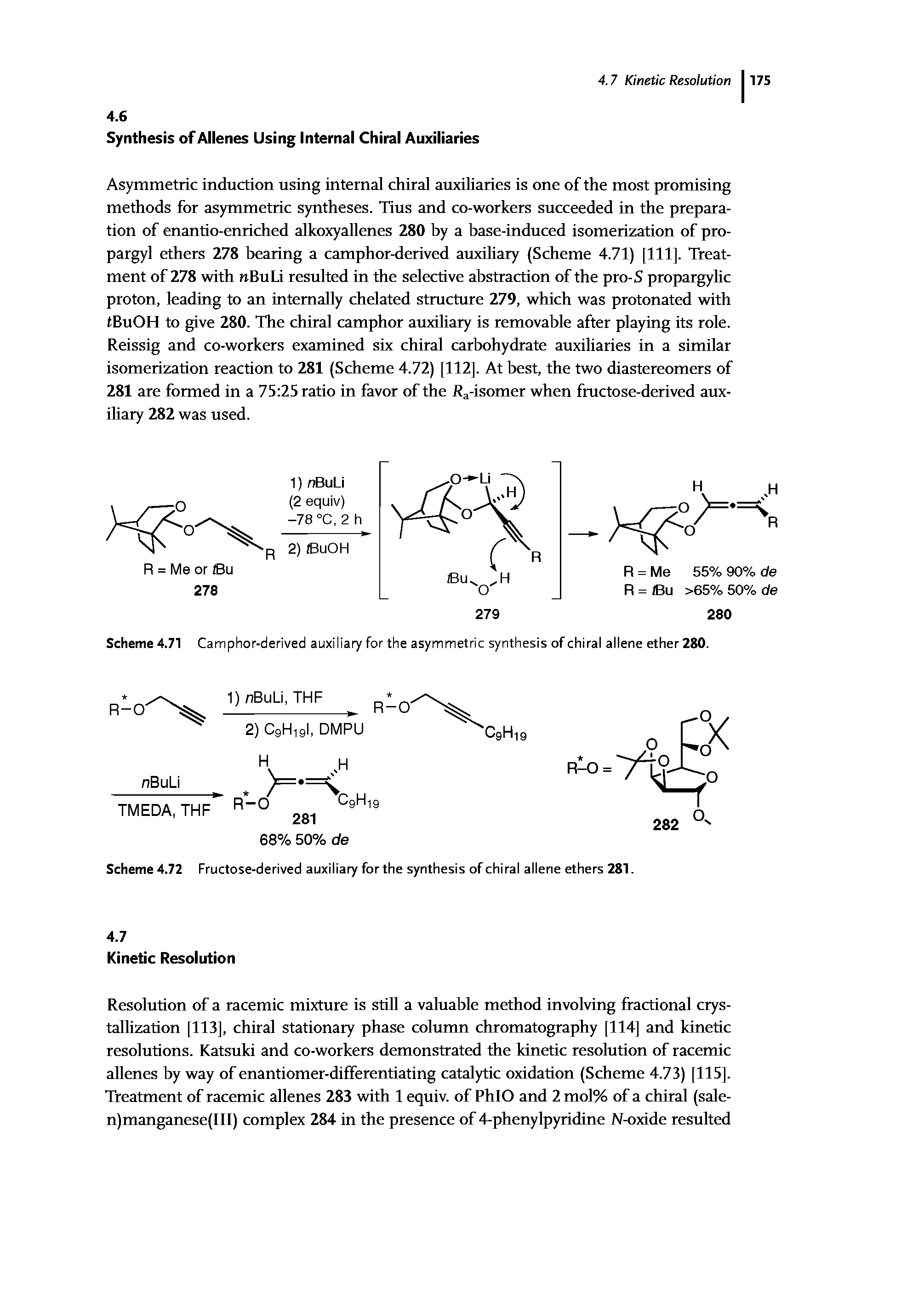 Scheme 4.71 Camphor-derived auxiliary for the asymmetric synthesis of chiral allene ether 280.