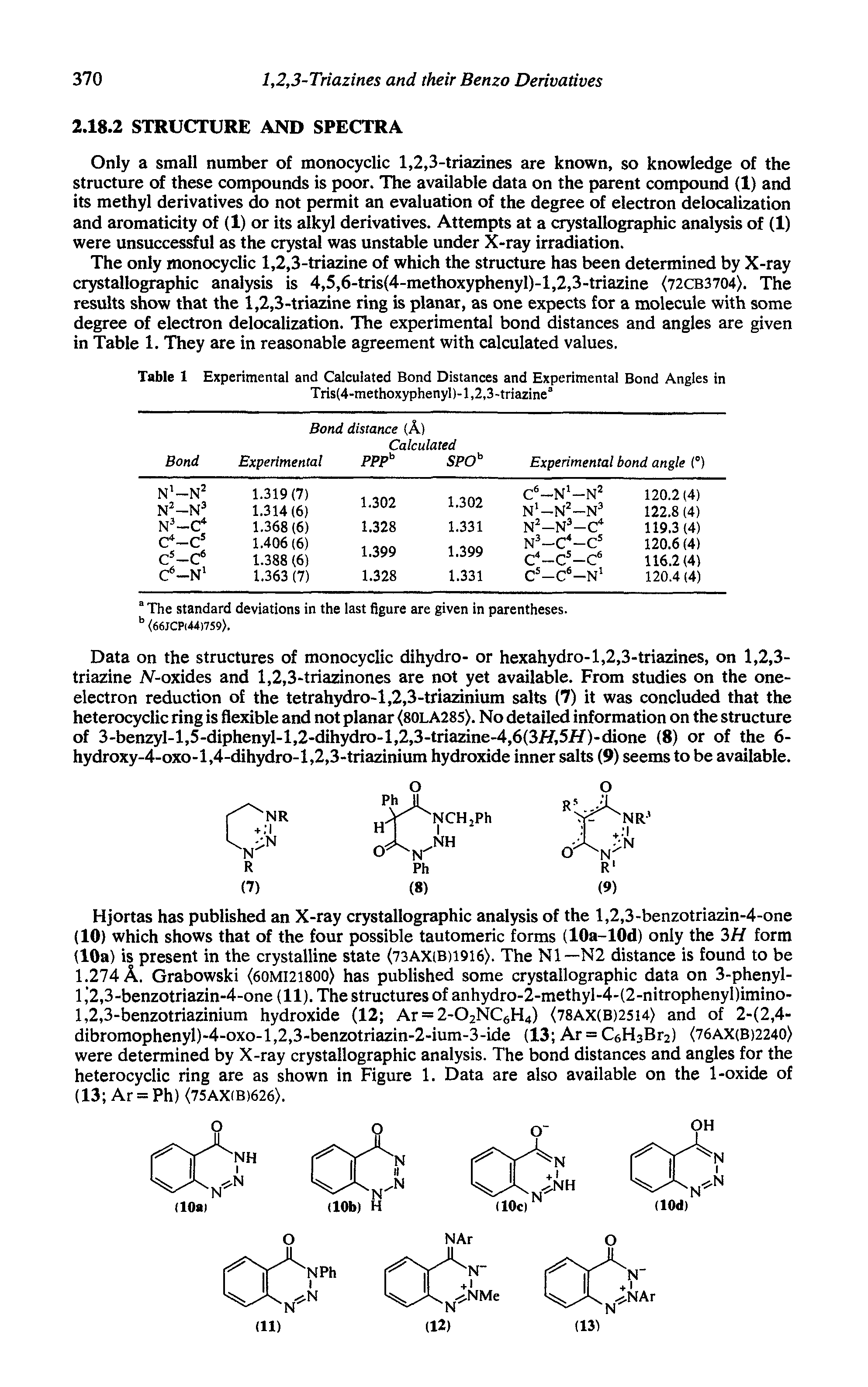 Table 1 Experimental and Calculated Bond Distances and Experimental Bond Angles in Tris(4-methoxyphenyl)-l,2,3-triazine3...