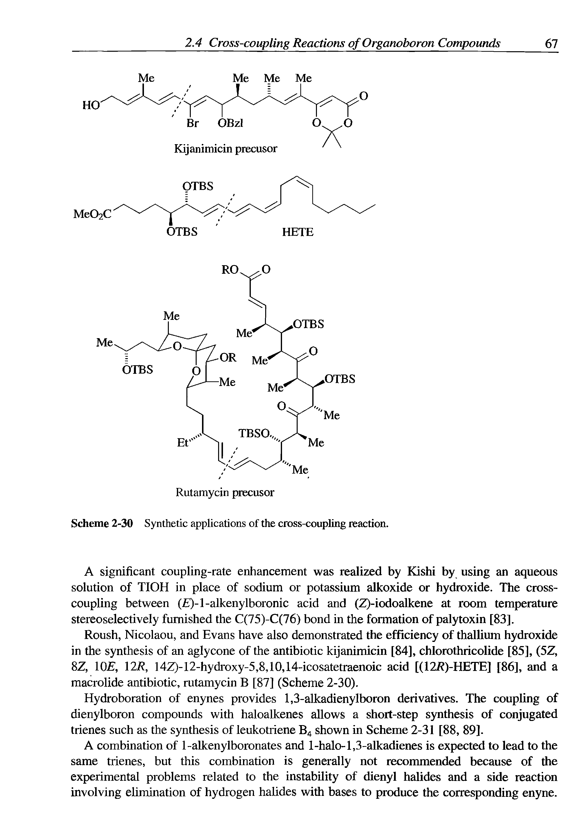 Scheme 2-30 Synthetic applications of the cross-coupling reaction.