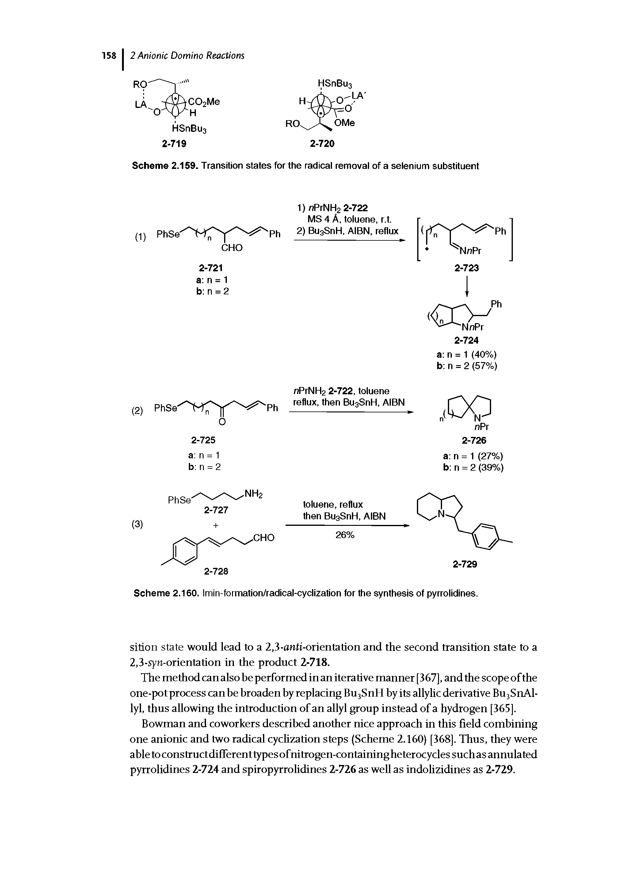 Scheme 2.160. Imin-formation/radical-cyclization for the synthesis of pyrrolidines.