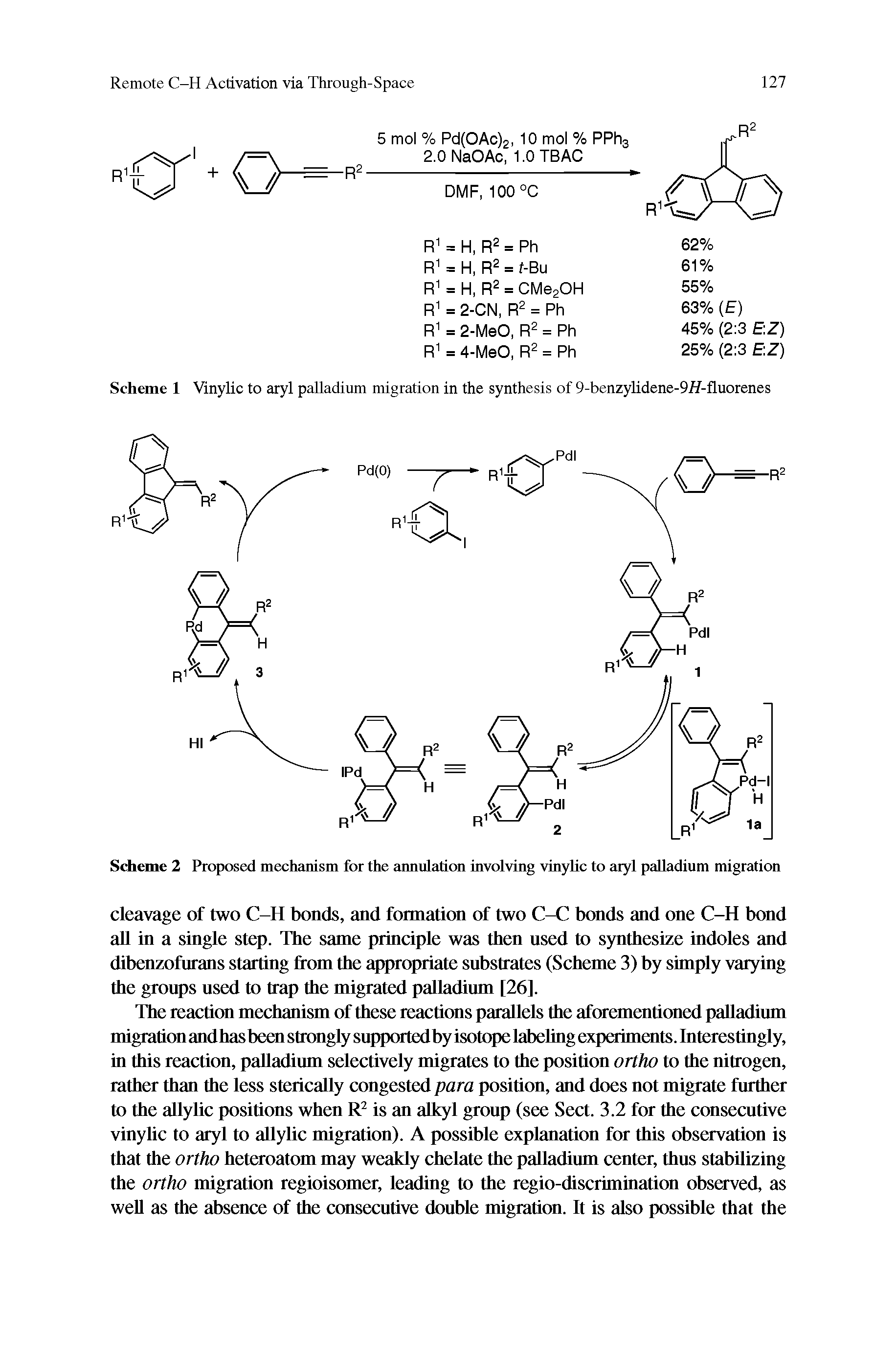Scheme 1 Vinylic to aryl palladium migration in the synthesis of 9-benzylidene-9/f-fluorenes...