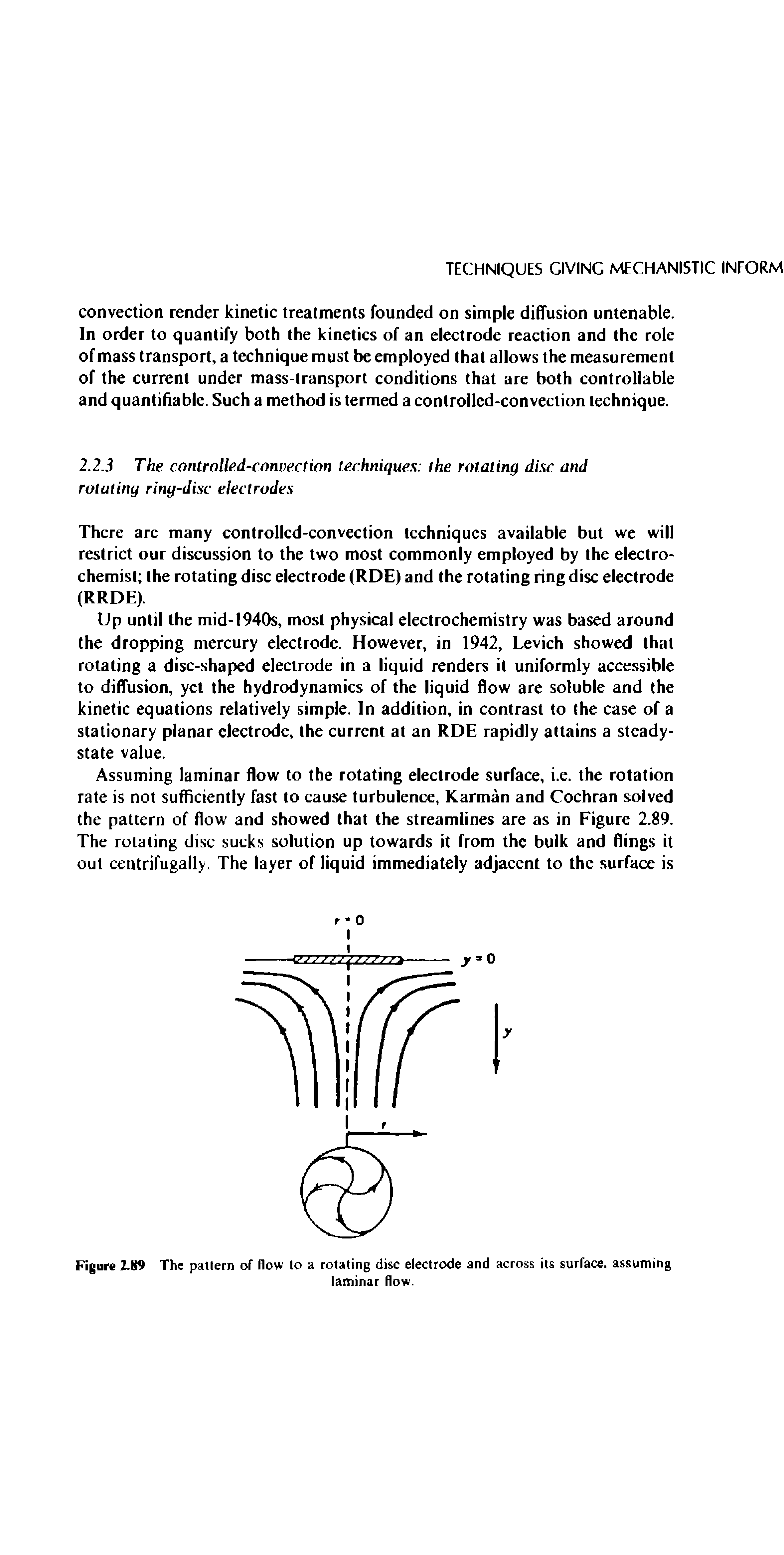 Figure 2.89 The pattern of flow to a rotating disc electrode and across its surface, assuming...