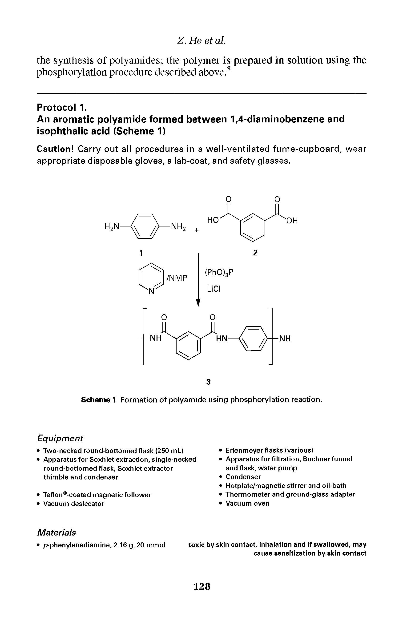 Scheme 1 Formation of polyamide using phosphorylation reaction.