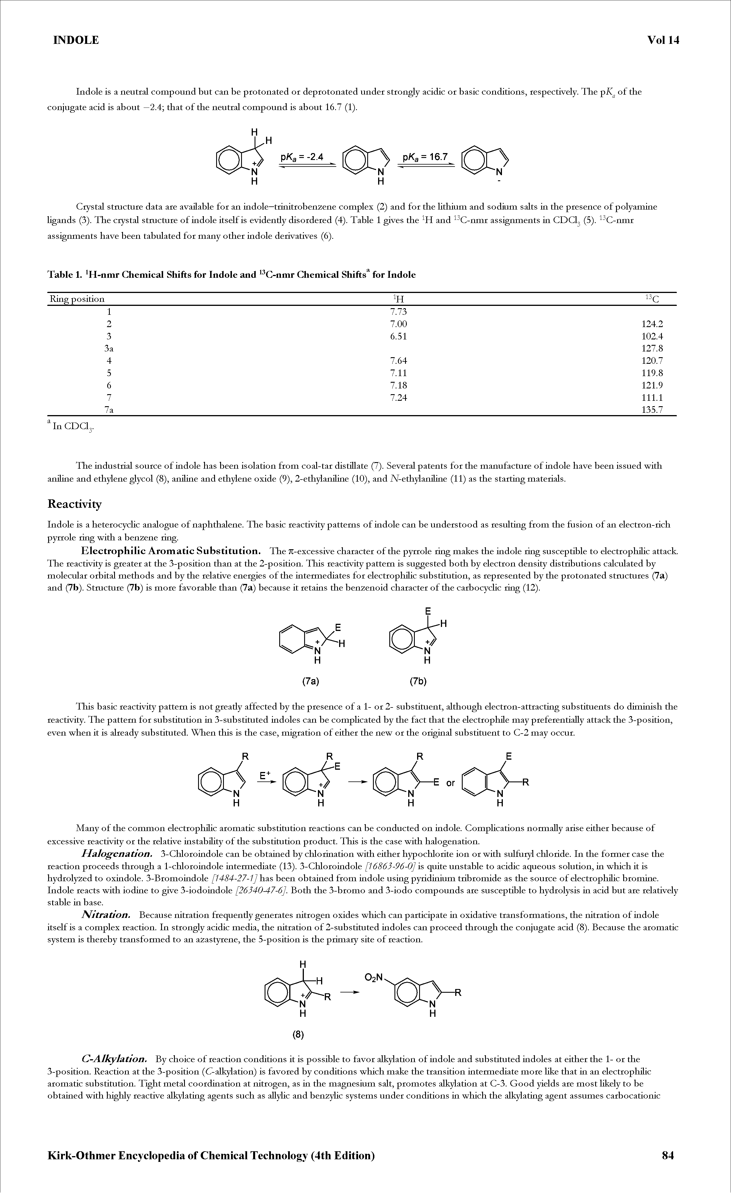 Table 1. H-nmr Chemical Shifts for Indole and C-nmr Chemical Shifts for Indole...