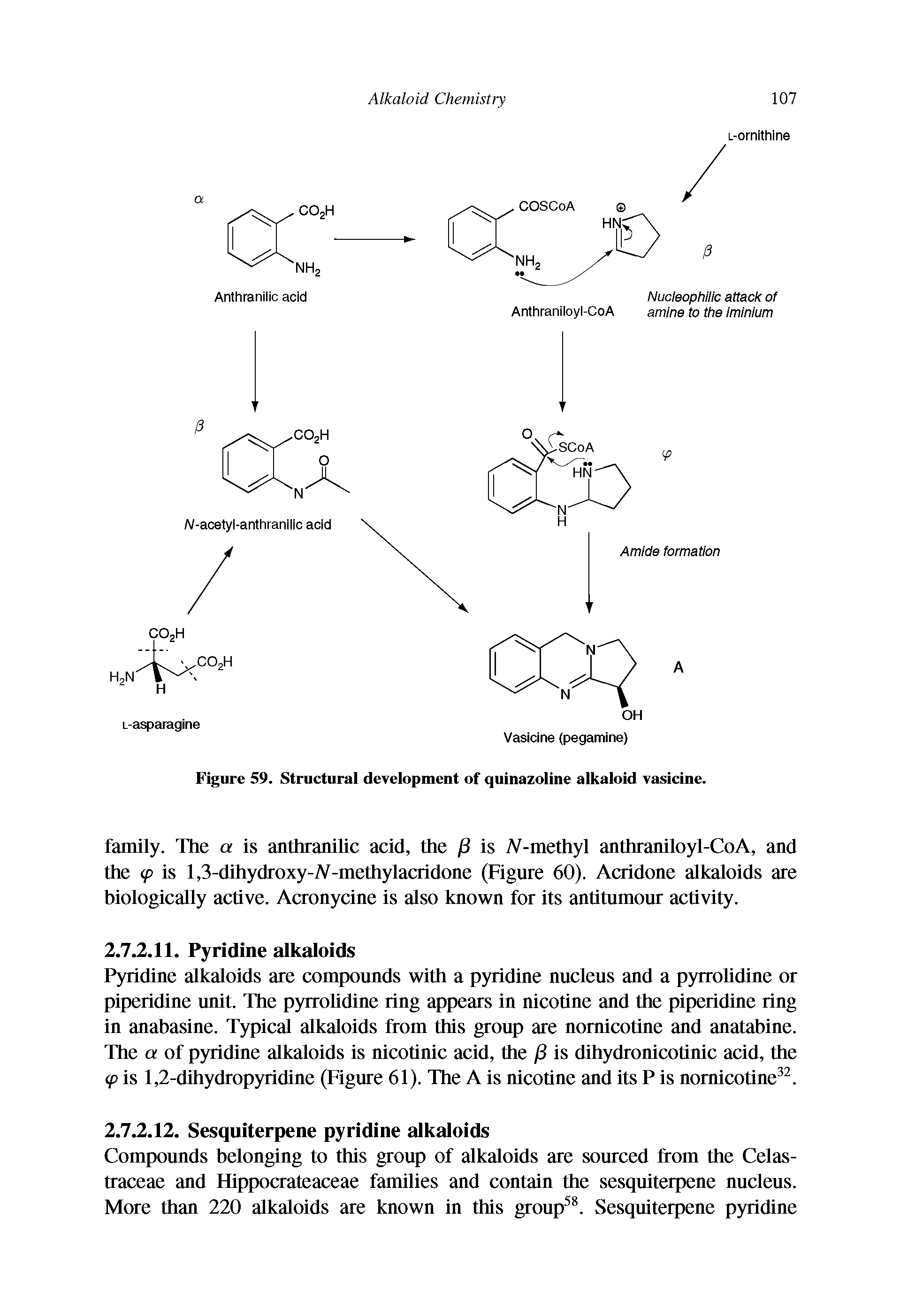 Figure 59. Structural development of quinazoline alkaloid vasicine.