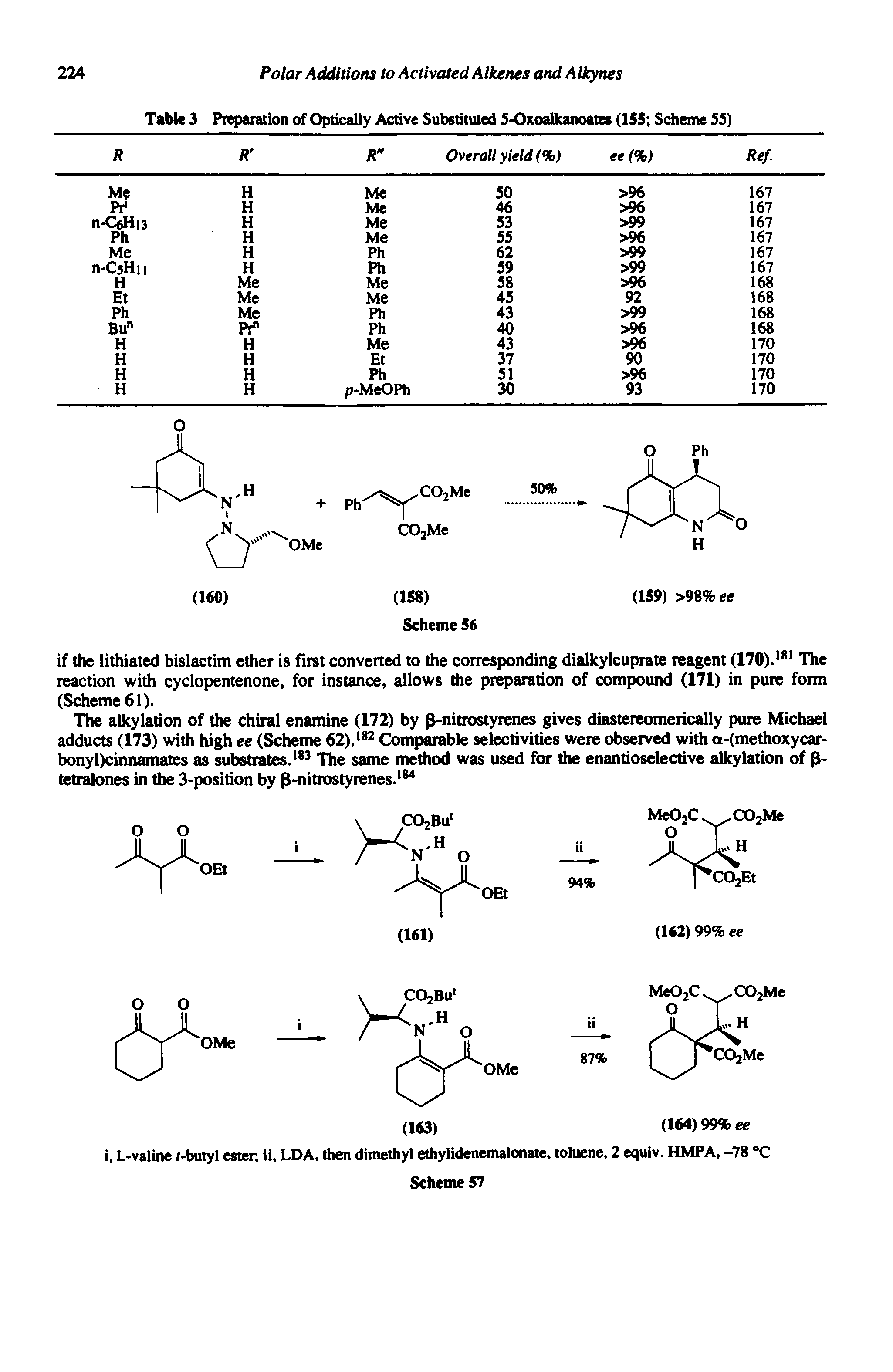 Table 3 Preparation of Optically Active Substituted 5-Oxoalkanoates (155 Scheme 55)...