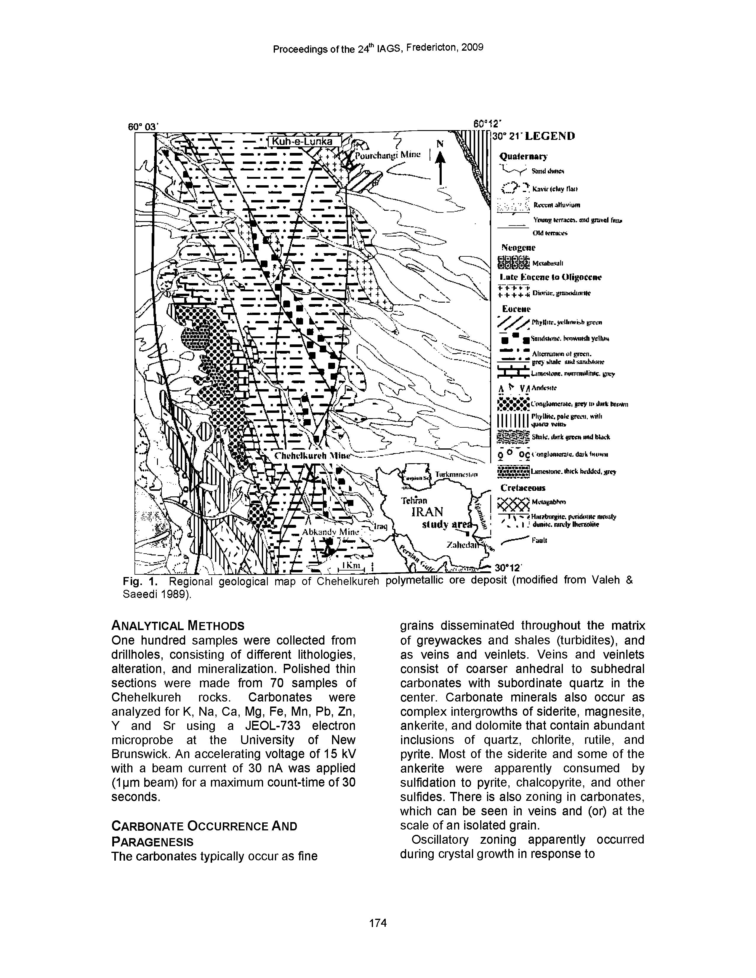 Fig. 1. Regional geological map of Chehelkureh polymetallic ore deposit (modified from Valeh Saeedi 1989).