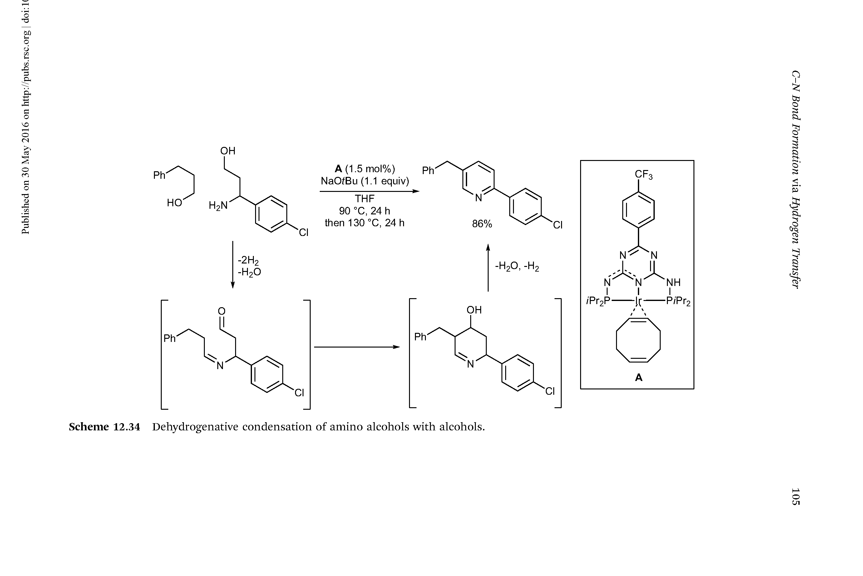 Scheme 12.34 Dehydrogenative condensation of amino alcohols with alcohols.