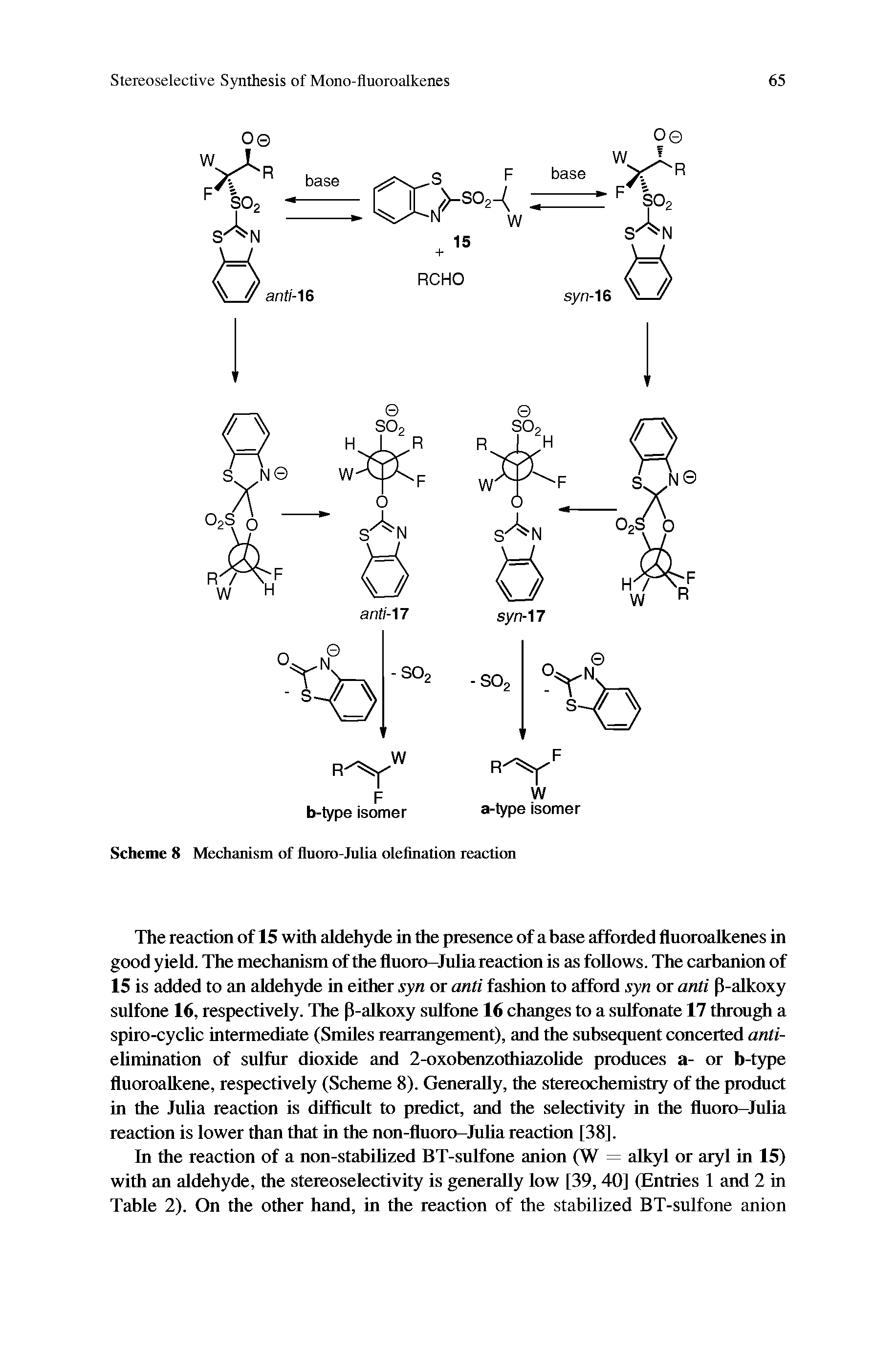 Scheme 8 Mechanism of fluoro-Julia olefination reaction...