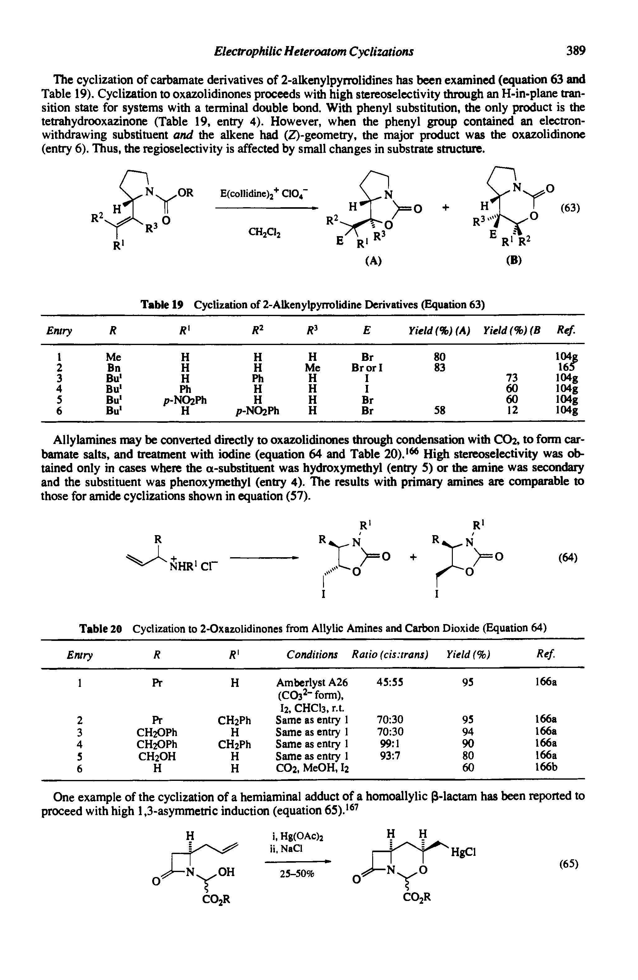 Table 20 Cyclization to 2-Oxazolidinones from Allylic Amines and Carbon Dioxide (Equation 64)...