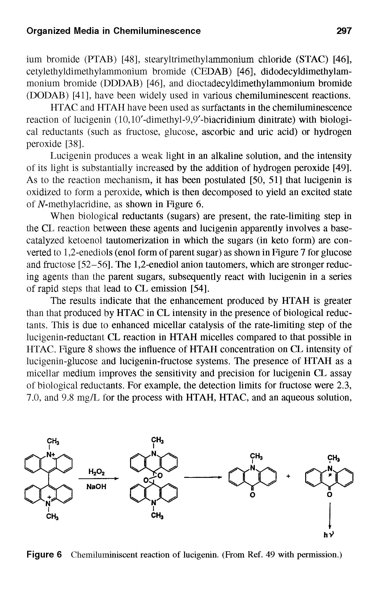 Figure 6 Chemiluminiscent reaction of lucigenin. (From Ref. 49 with permission.)...
