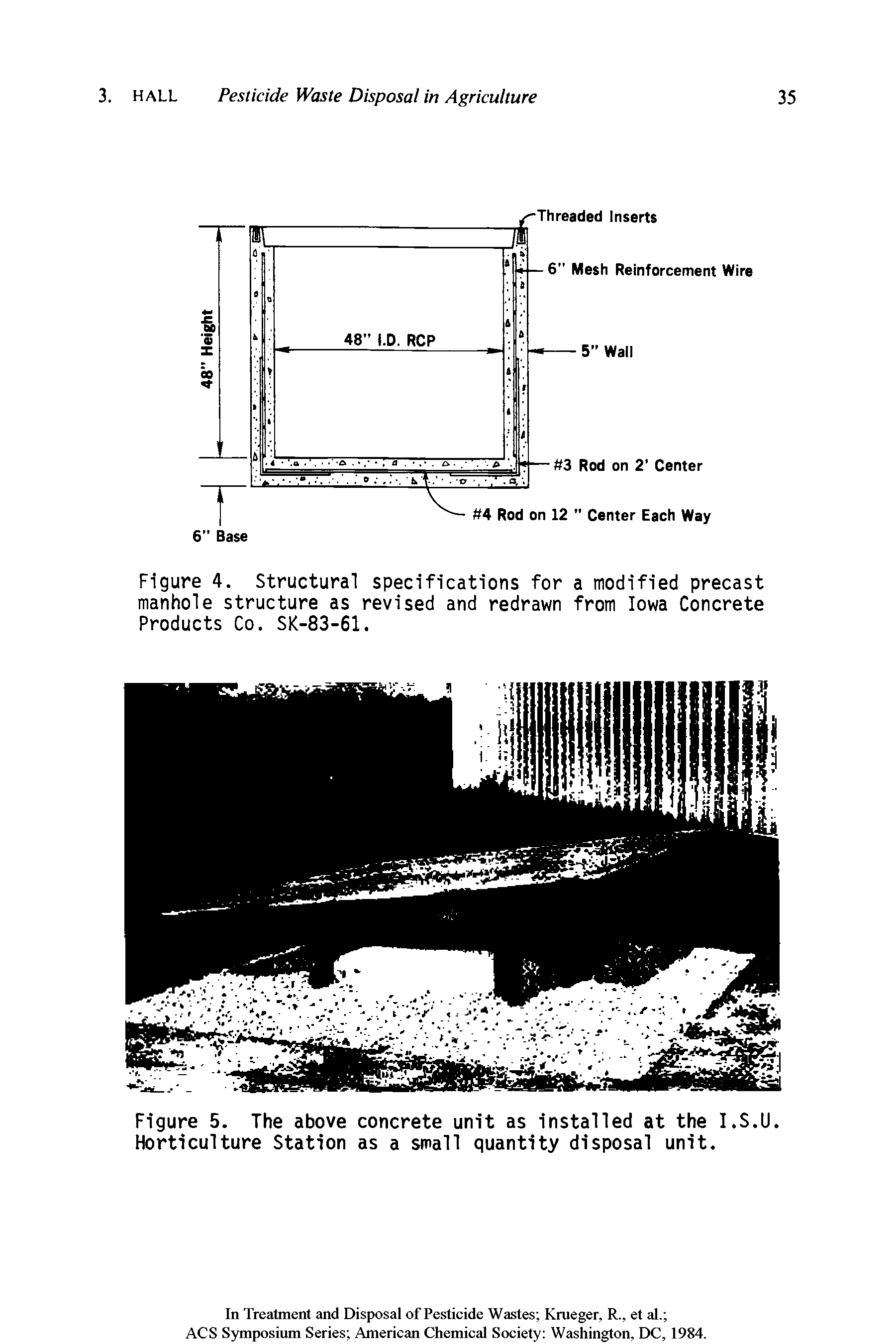 Figure 4. Structural specifications for a modified precast manhole structure as revised and redrawn from Iowa Concrete Products Co. SK-83-61.