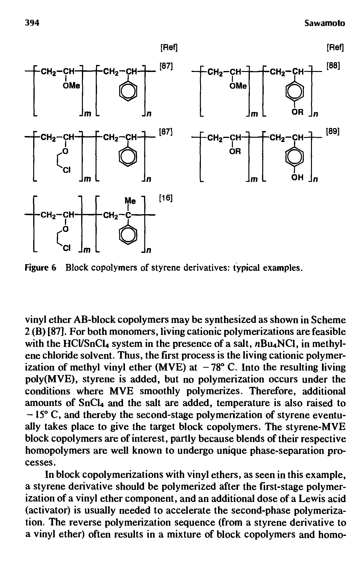 Figure 6 Block copolymers of styrene derivatives typical examples.
