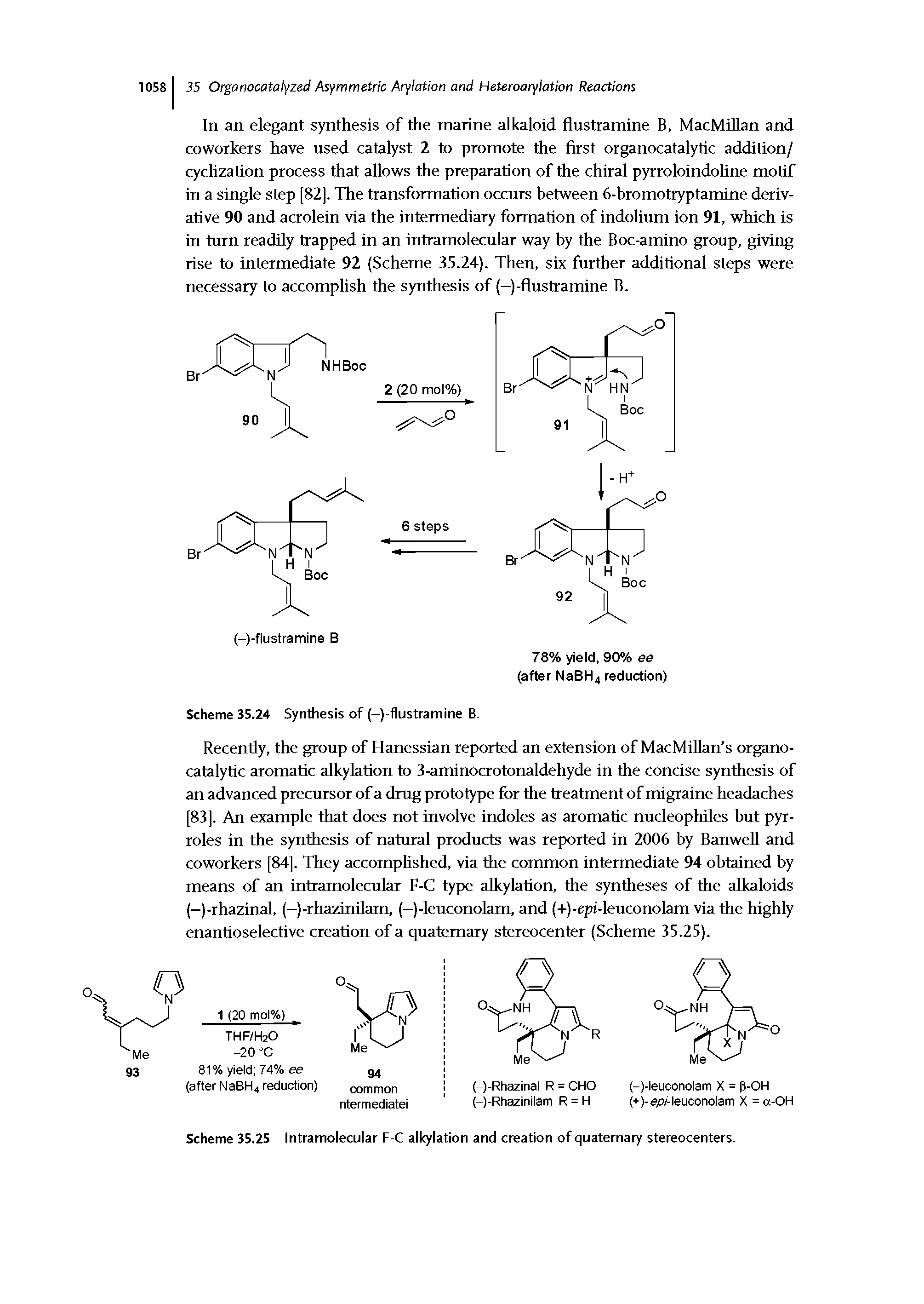 Scheme 35.25 Intramolecular F-C alkylation and creation of quaternary stereocenters.