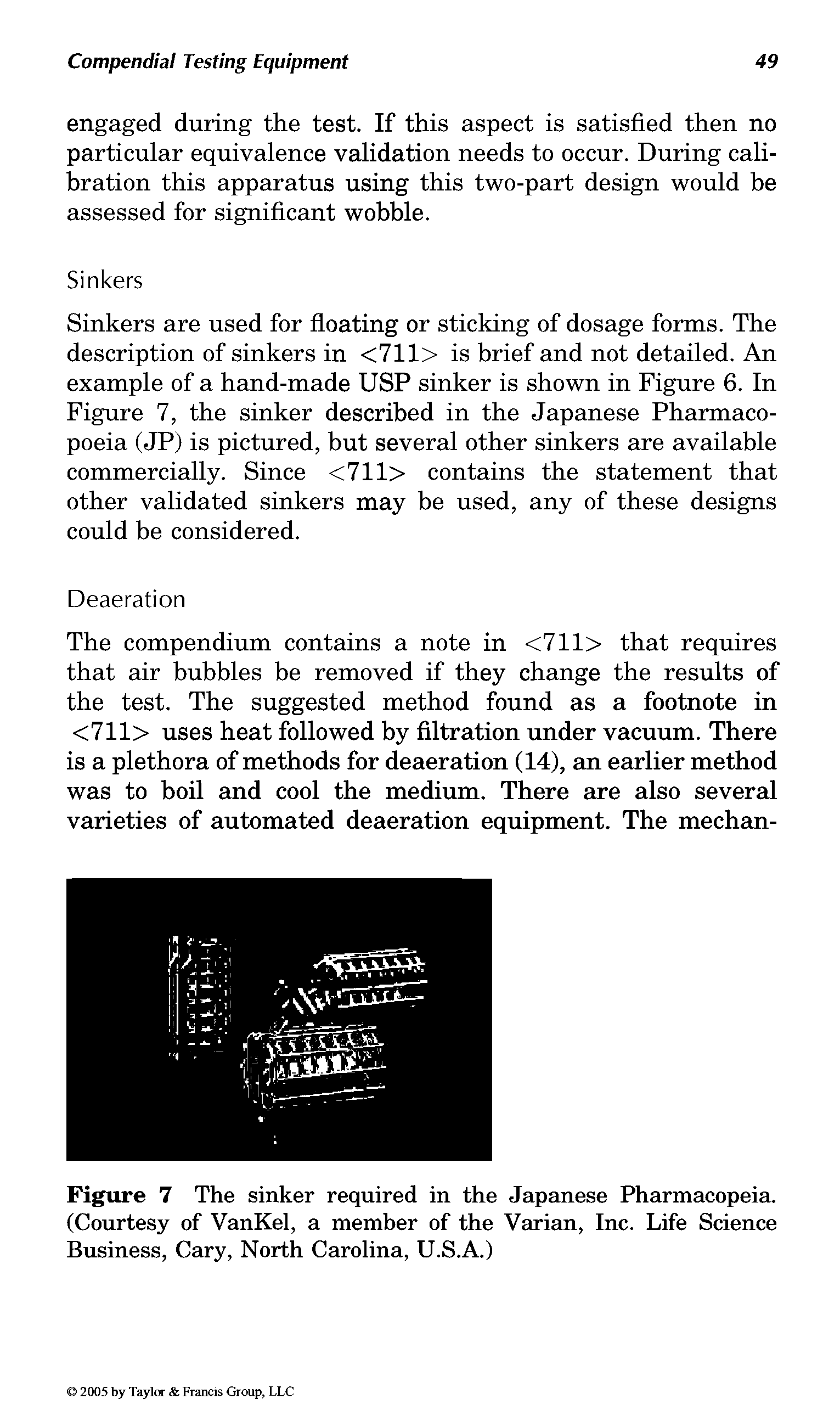 Figure 7 The sinker required in the Japanese Pharmacopeia. (Courtesy of VanKel, a member of the Varian, Inc. Life Science Business, Cary, North Carolina, U.S.A.)...