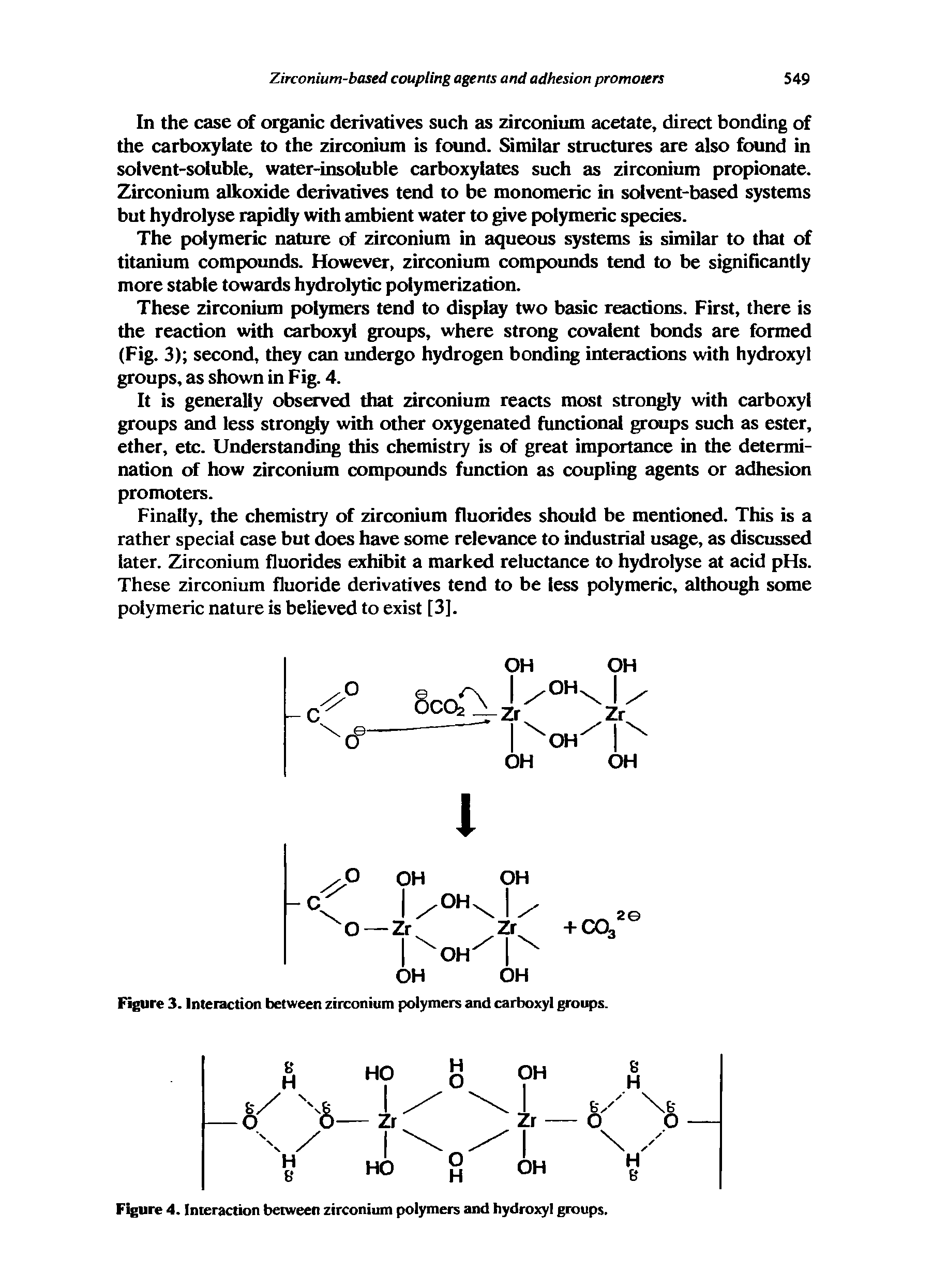 Figure 3. Interaction between zirconium polymers and carboxyl groups.