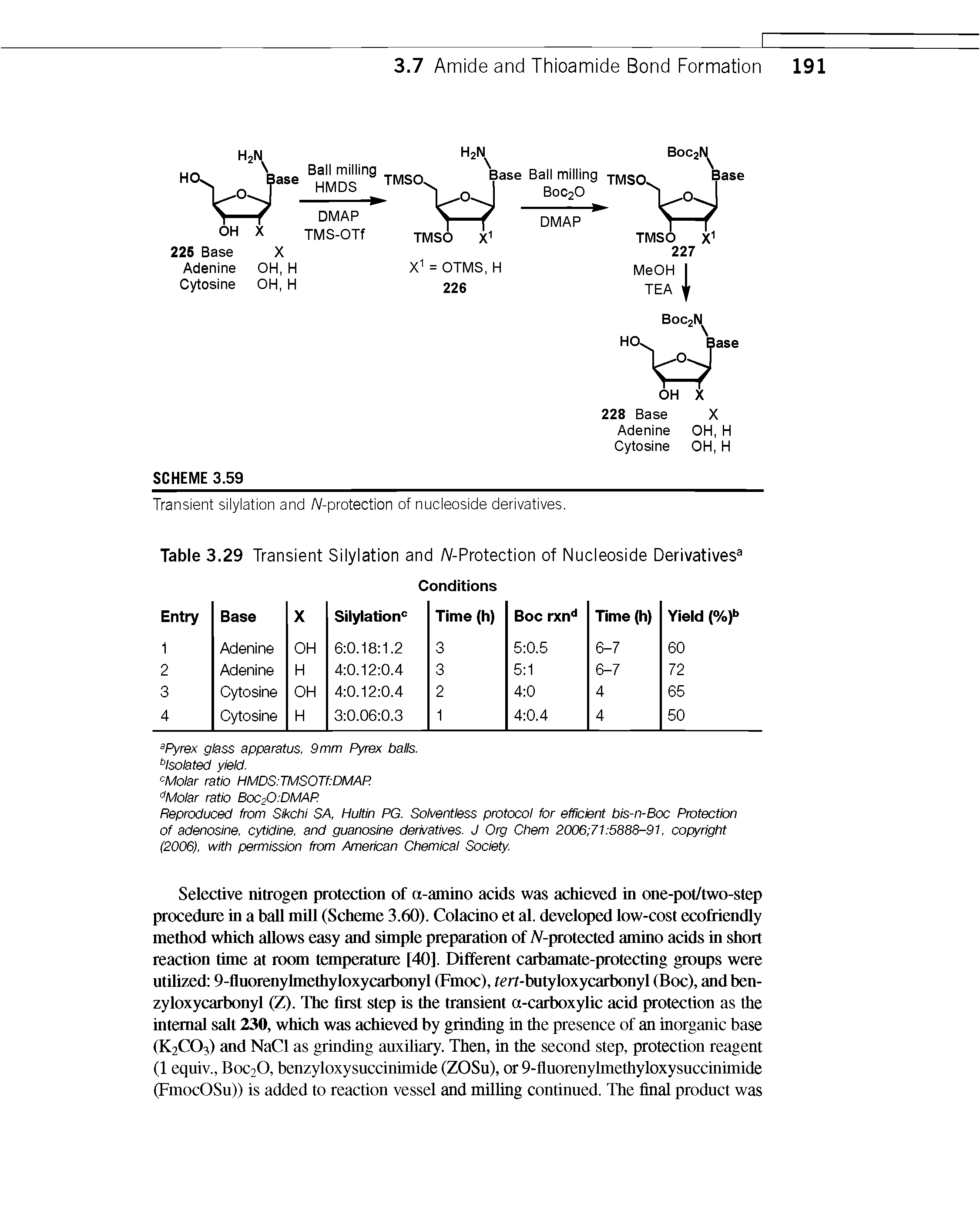 Table 3.29 Transient Silylation and /V-Protection of Nucleoside Derivatives ...