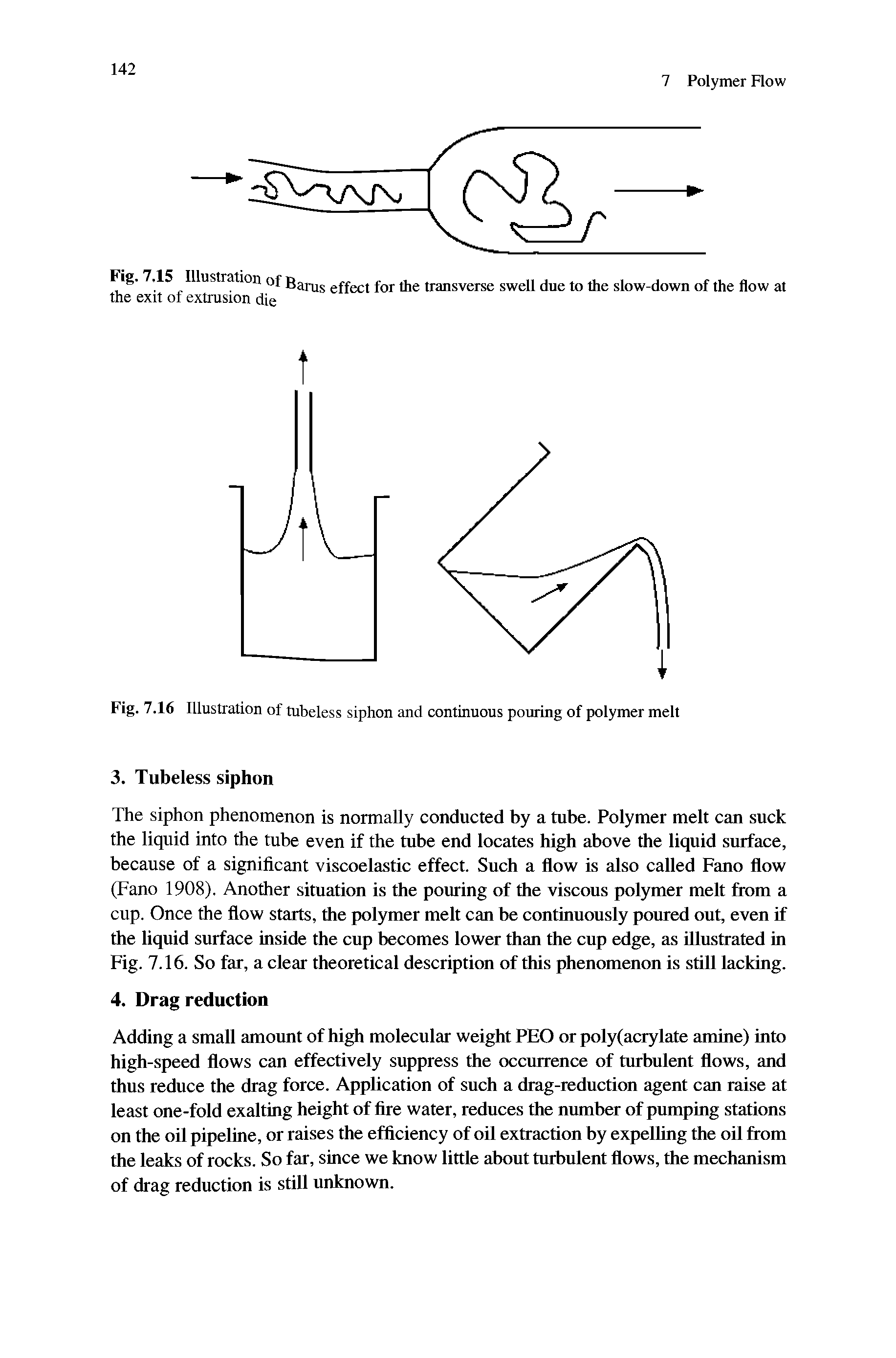 Fig. 7.15 Illustration of Barus effect for the transverse swell due to the slow-down of the flow at the exit of extrusion die...