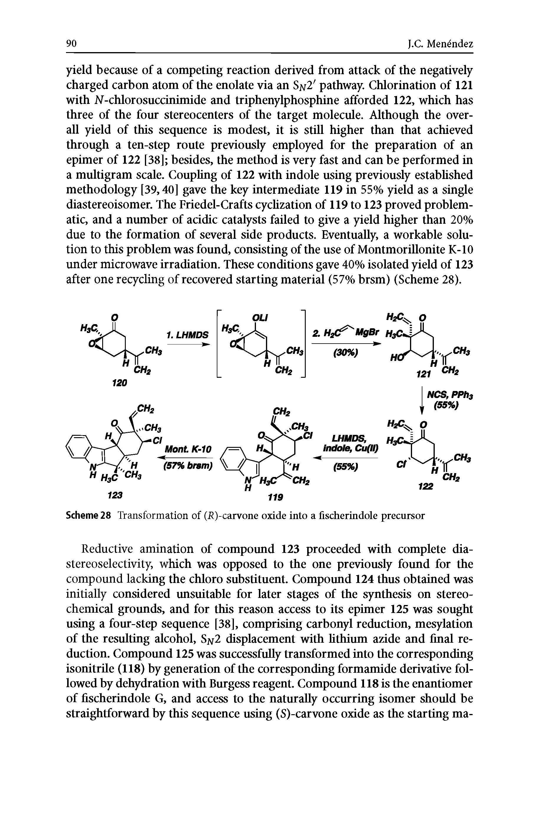 Scheme 28 Transformation of ( R)-carvone oxide into a fischerindole precursor...