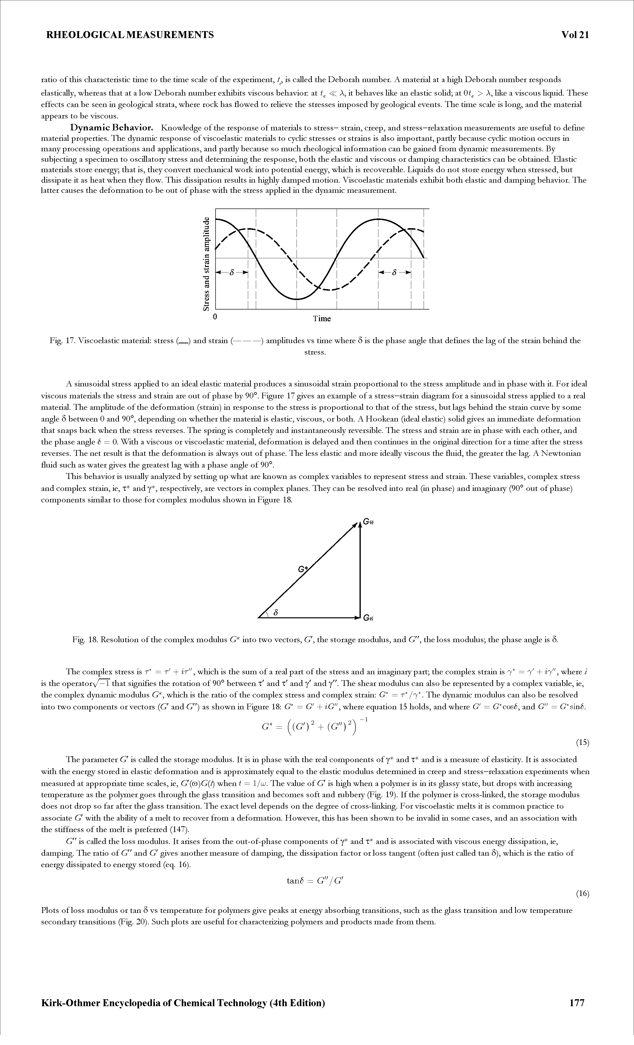 Fig. 18. Resolution of the complex modulus G into two vectors, G the storage modulus, and G the loss modulus the phase angle is 5.