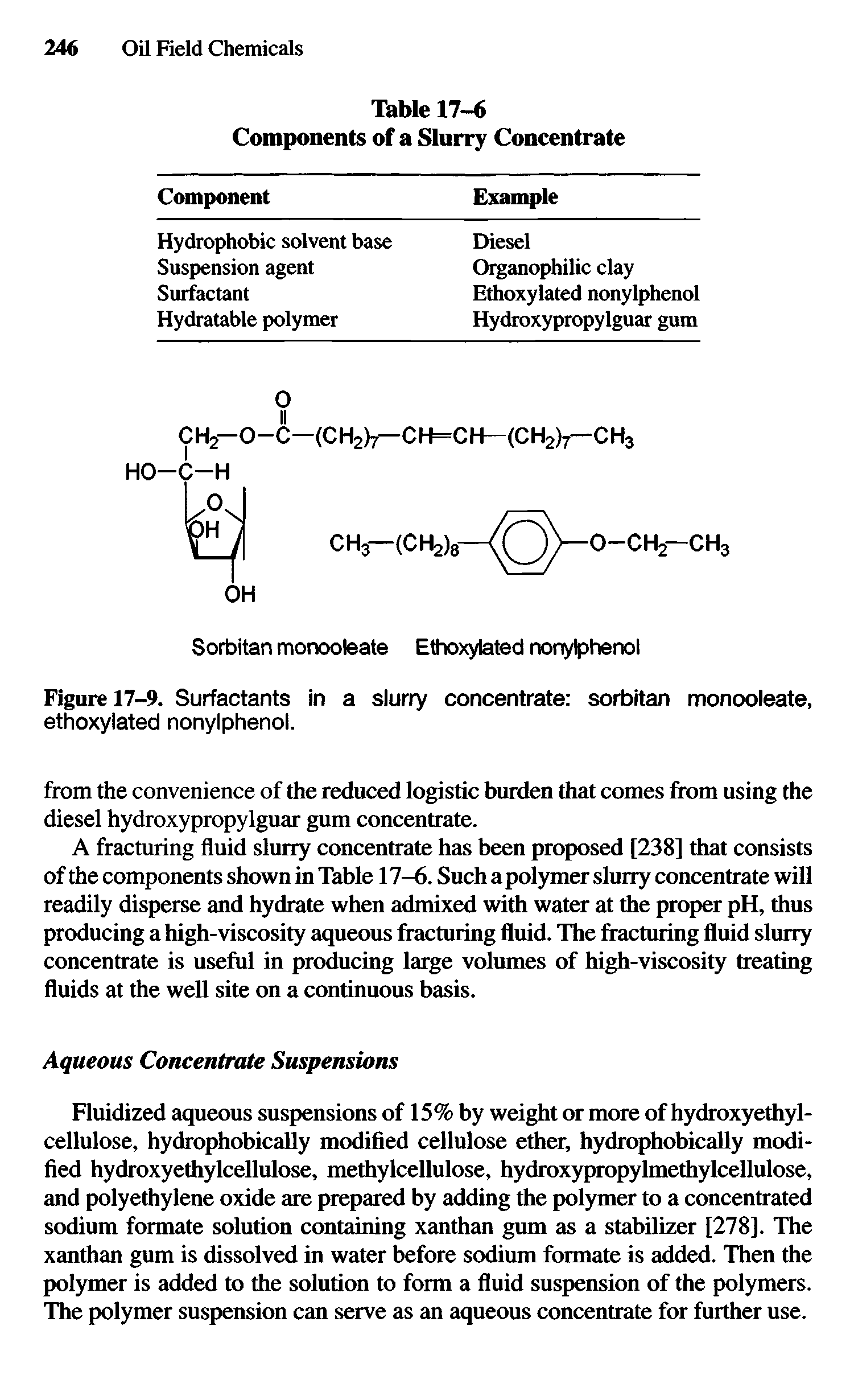 Figure 17-9. Surfactants in a slurry concentrate sorbitan monooleate, ethoxylated nonylphenol.