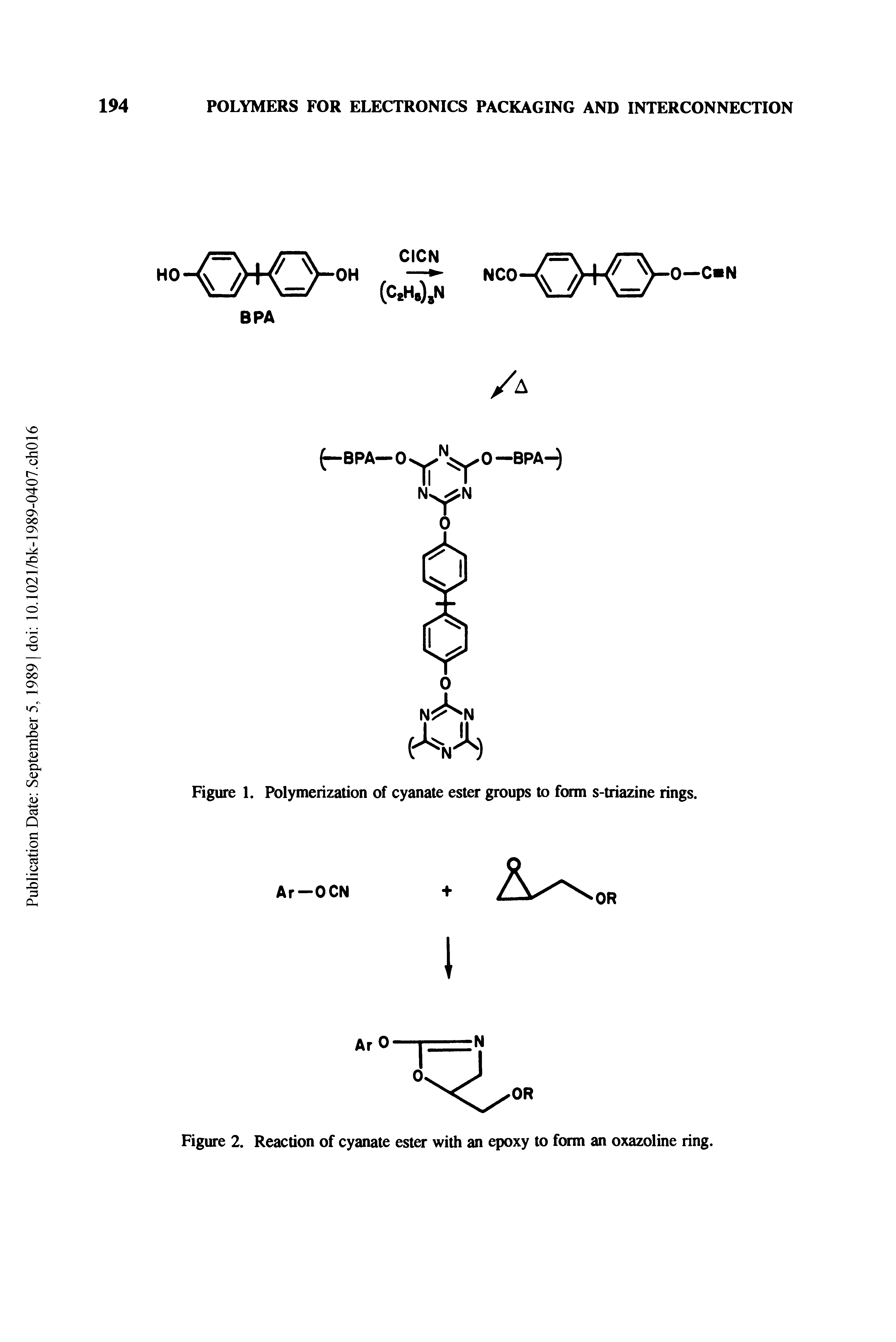 Figure 2. Reaction of cyanate ester with an epoxy to form an oxazoline ring.