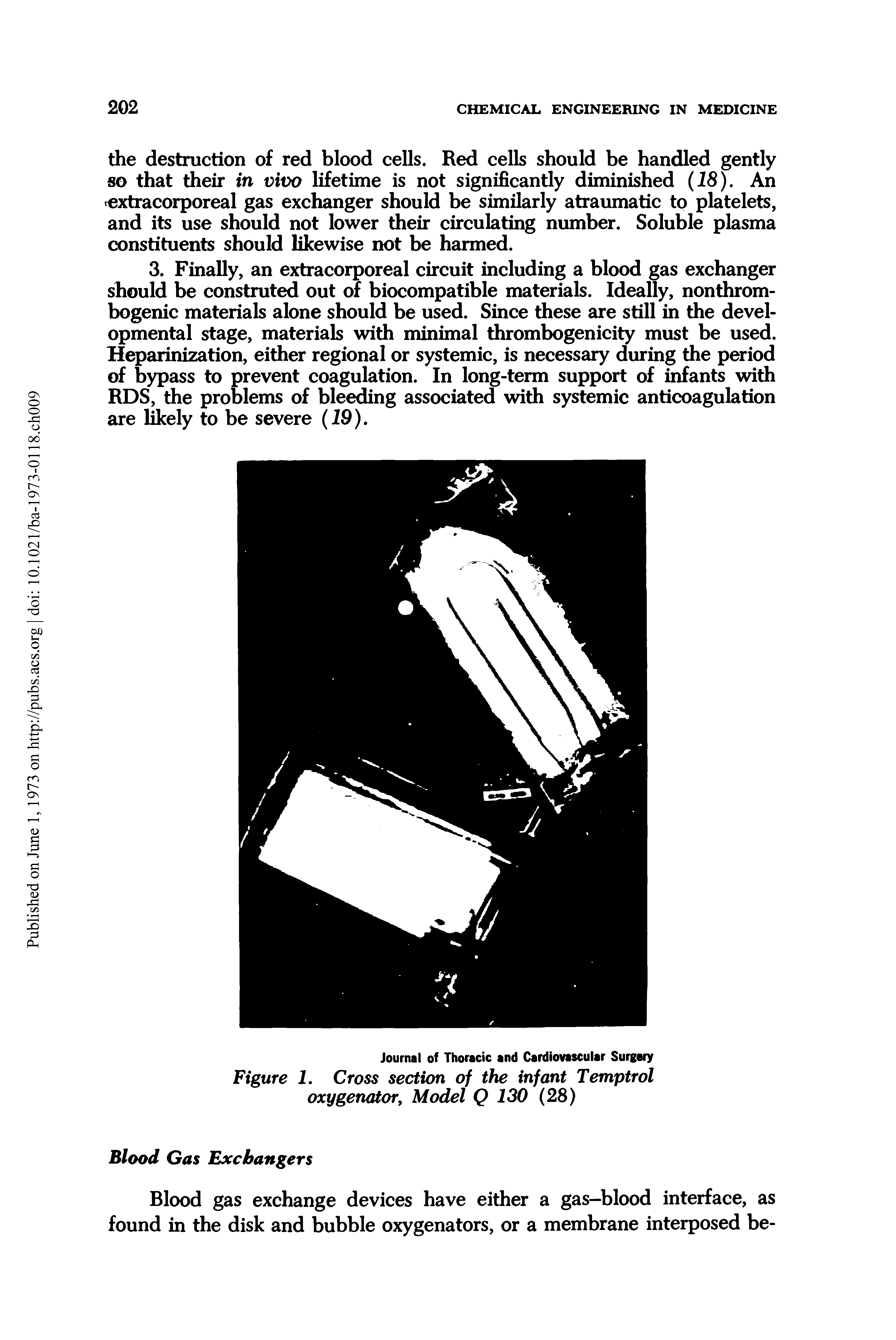 Figure 1. Cross section of the infant Temptrol oxygenator, Model Q 130 (28)...