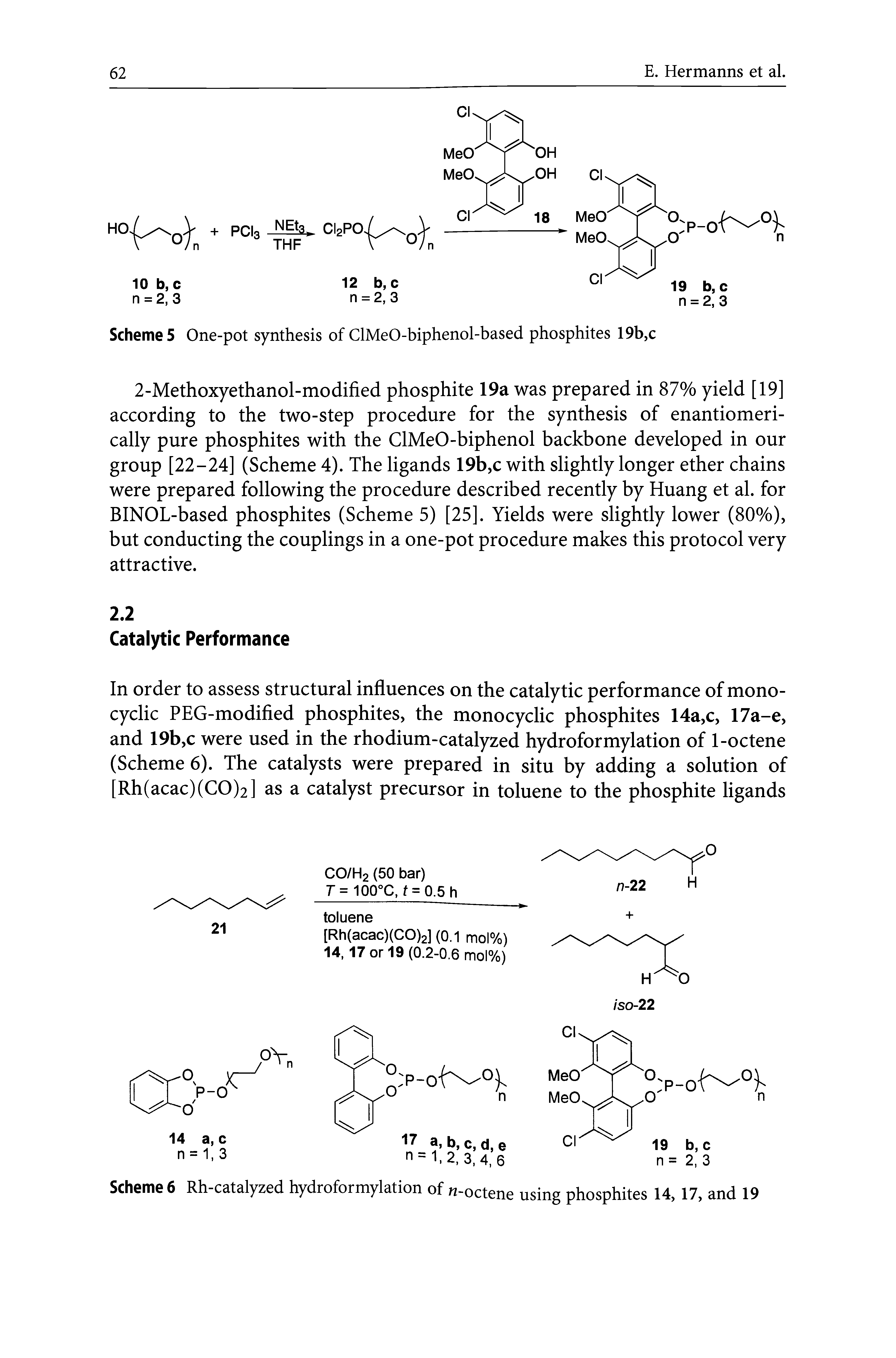 Schemes Rh-catalyzed hydroformylation of -octene using phosphites 14,17, and 19...