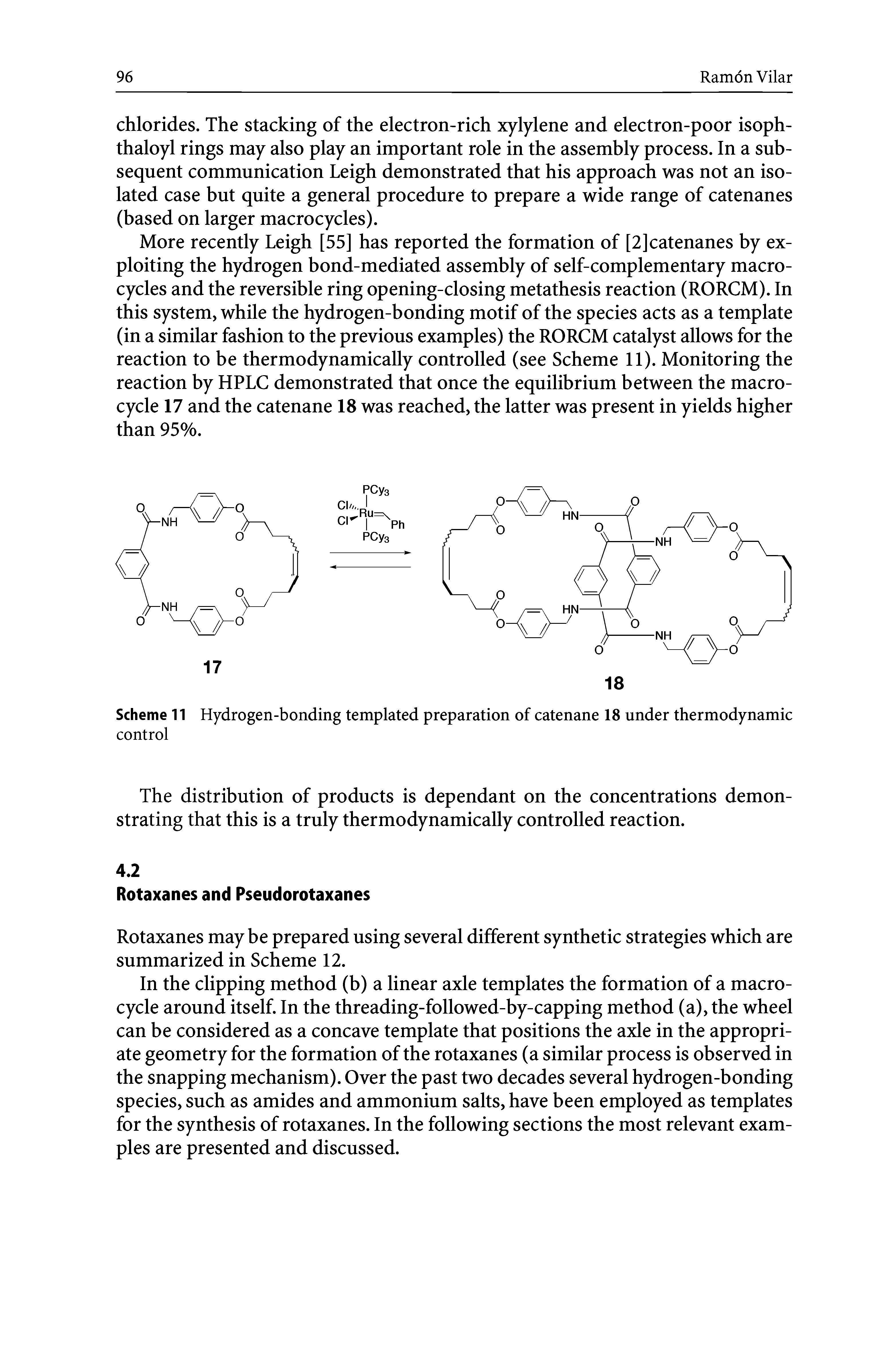 Scheme 11 Hydrogen-bonding templated preparation of catenane 18 under thermodynamic control...