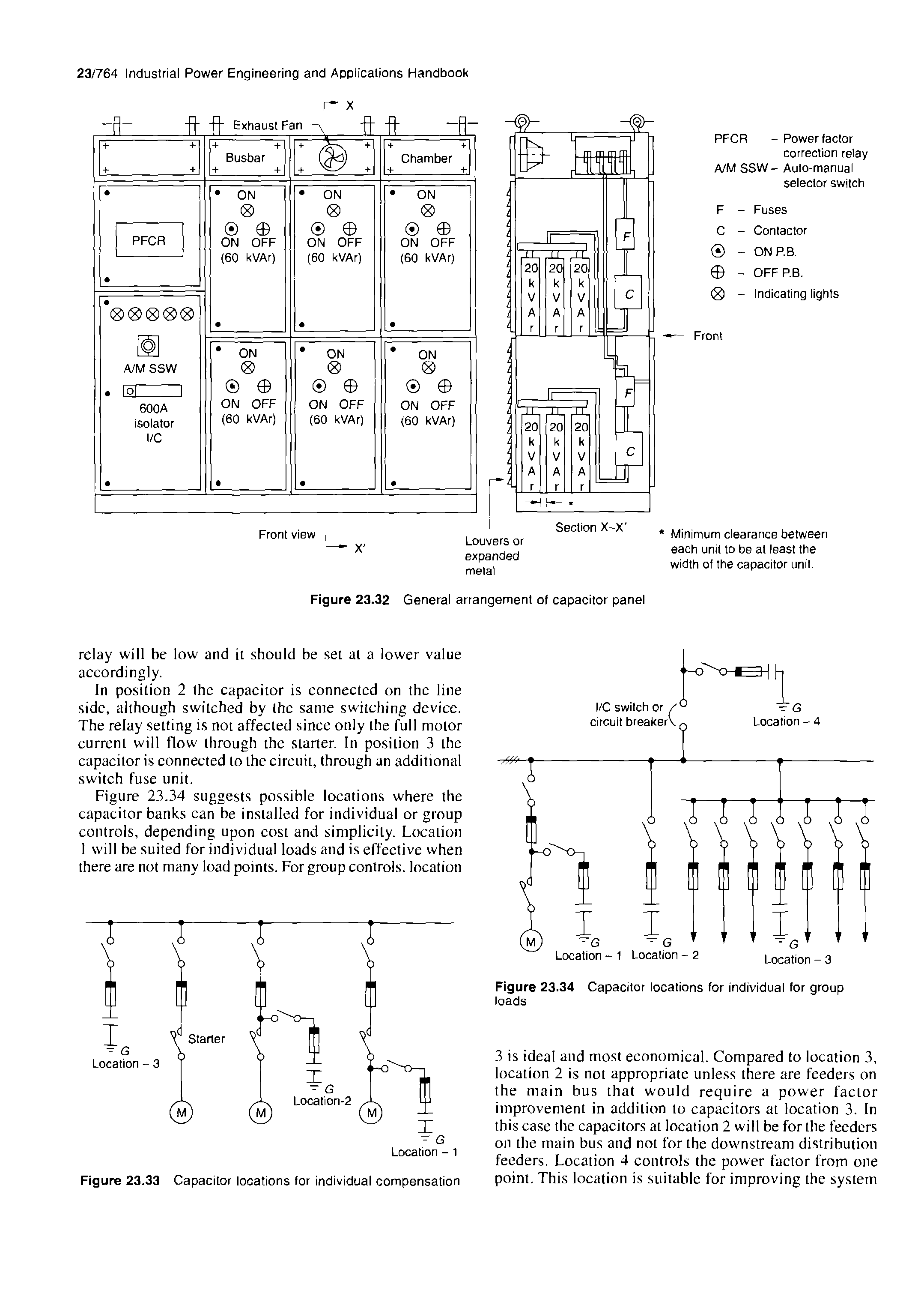 Figure 23.34 Capacitor locations for individual for group loads...