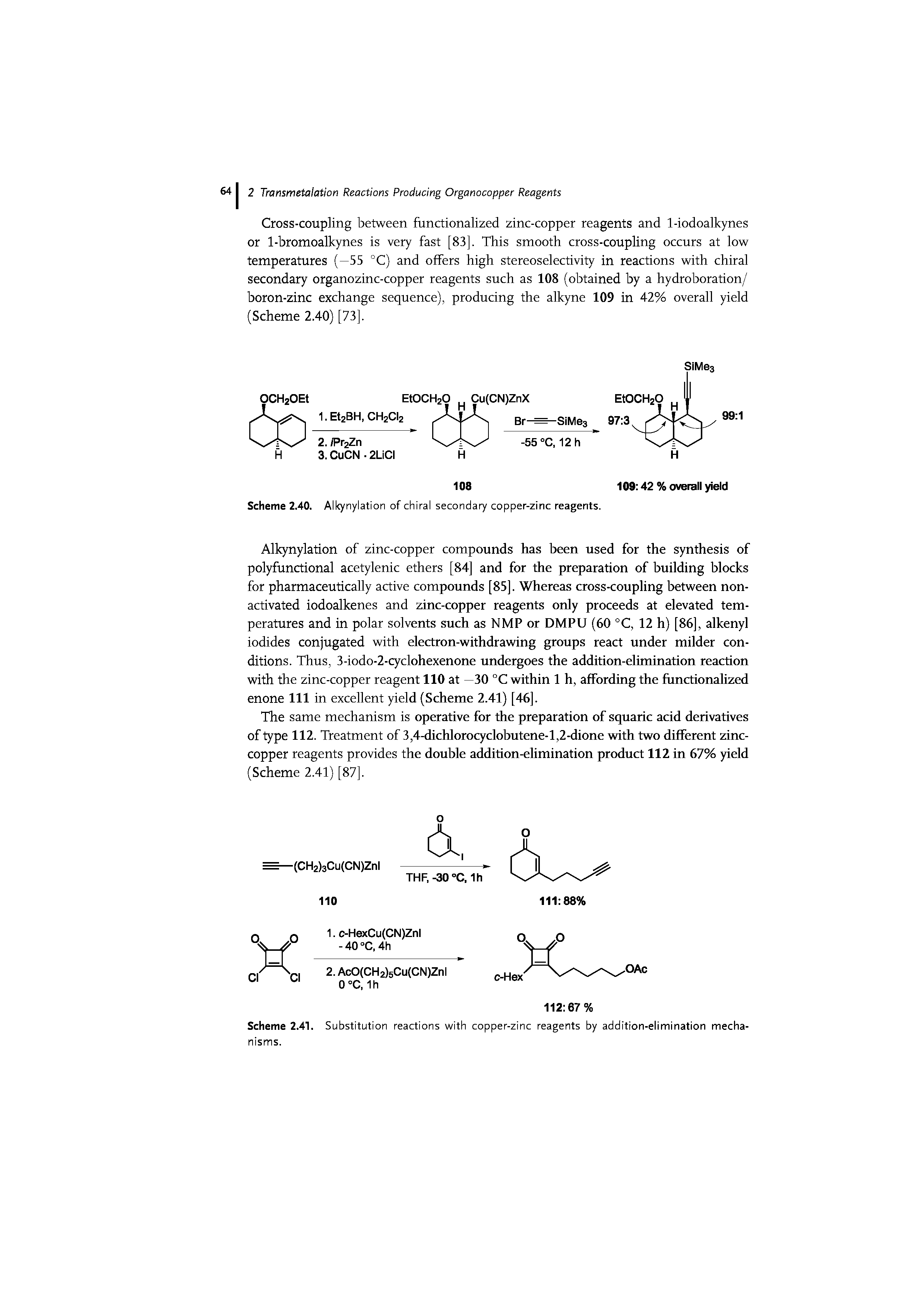 Scheme 2.40. Alkynylation of chiral secondary copper-zinc reagents.