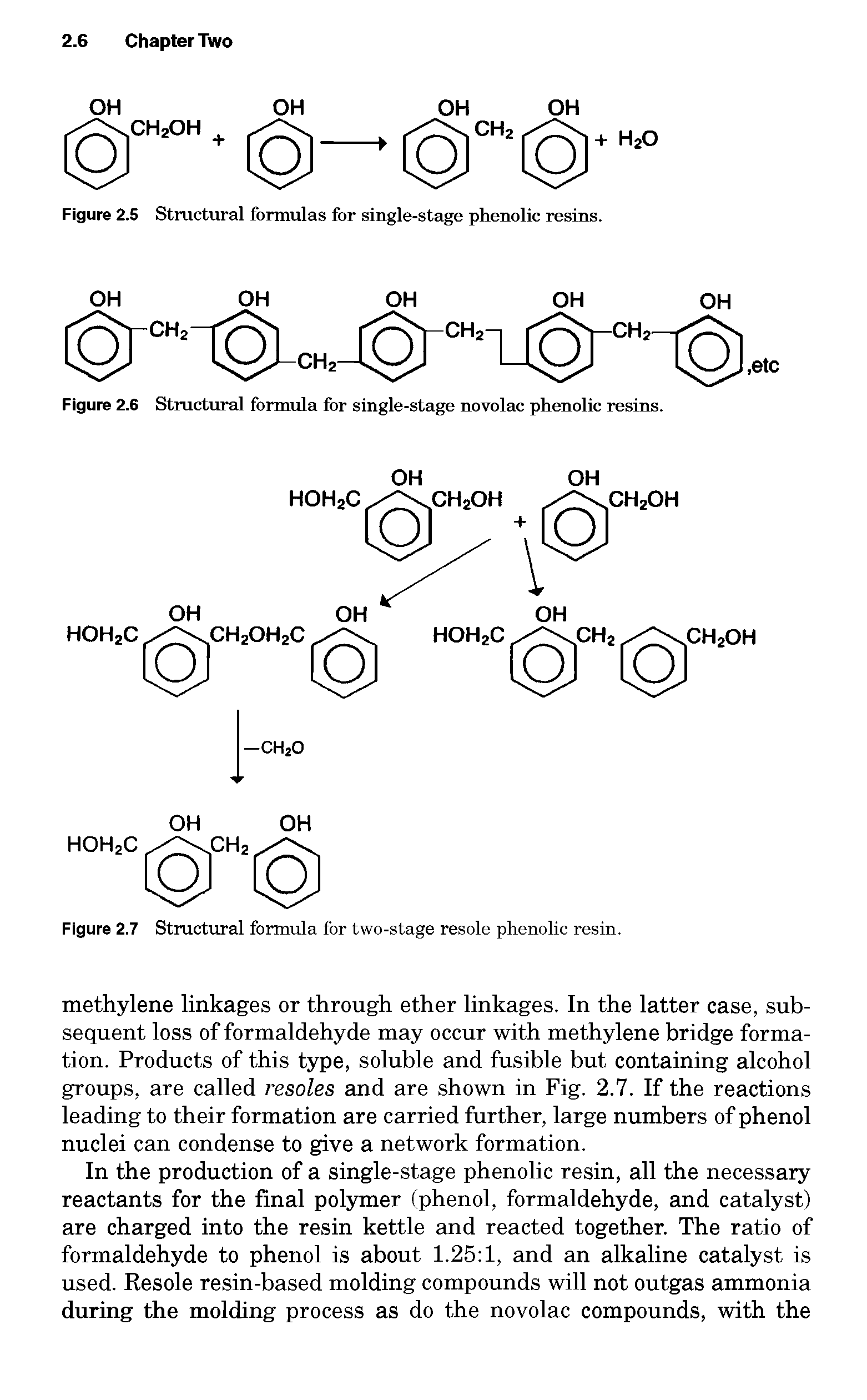Figure 2.7 Structural formula for two-stage resole phenolic resin.