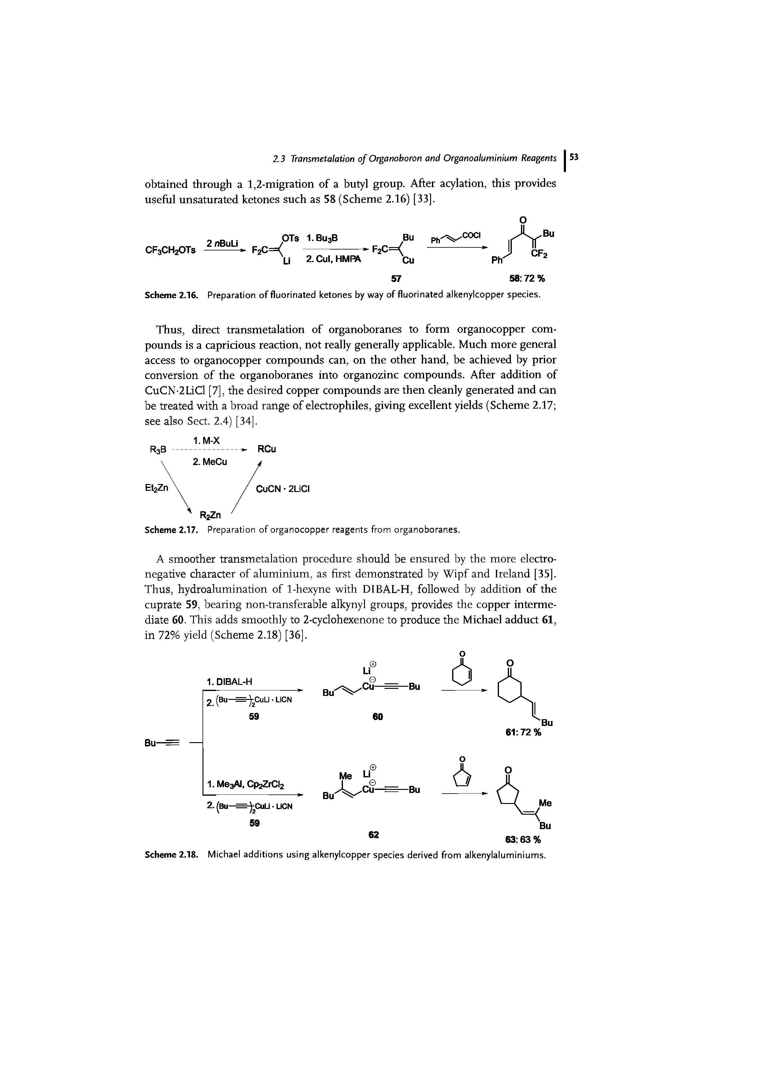 Scheme 2.16. Preparation of fluorinated ketones by way of fluorinated alkenylcopper species.