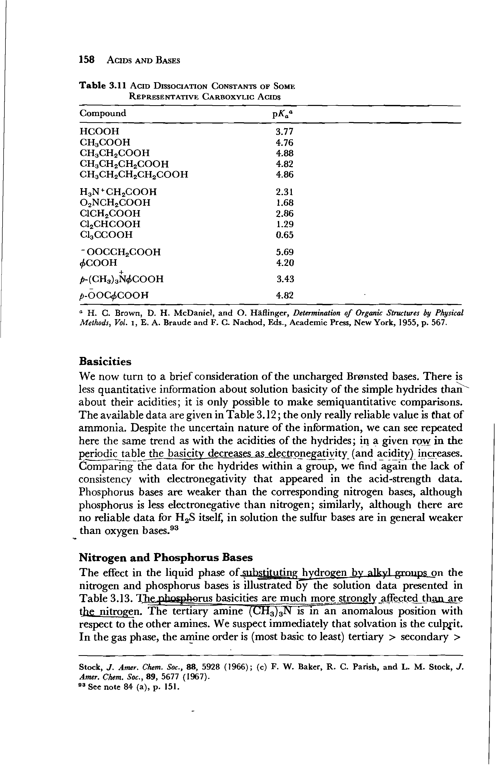 Table 3.11 Acid Dissociation Constants of Some Representative Carboxylic Acids...