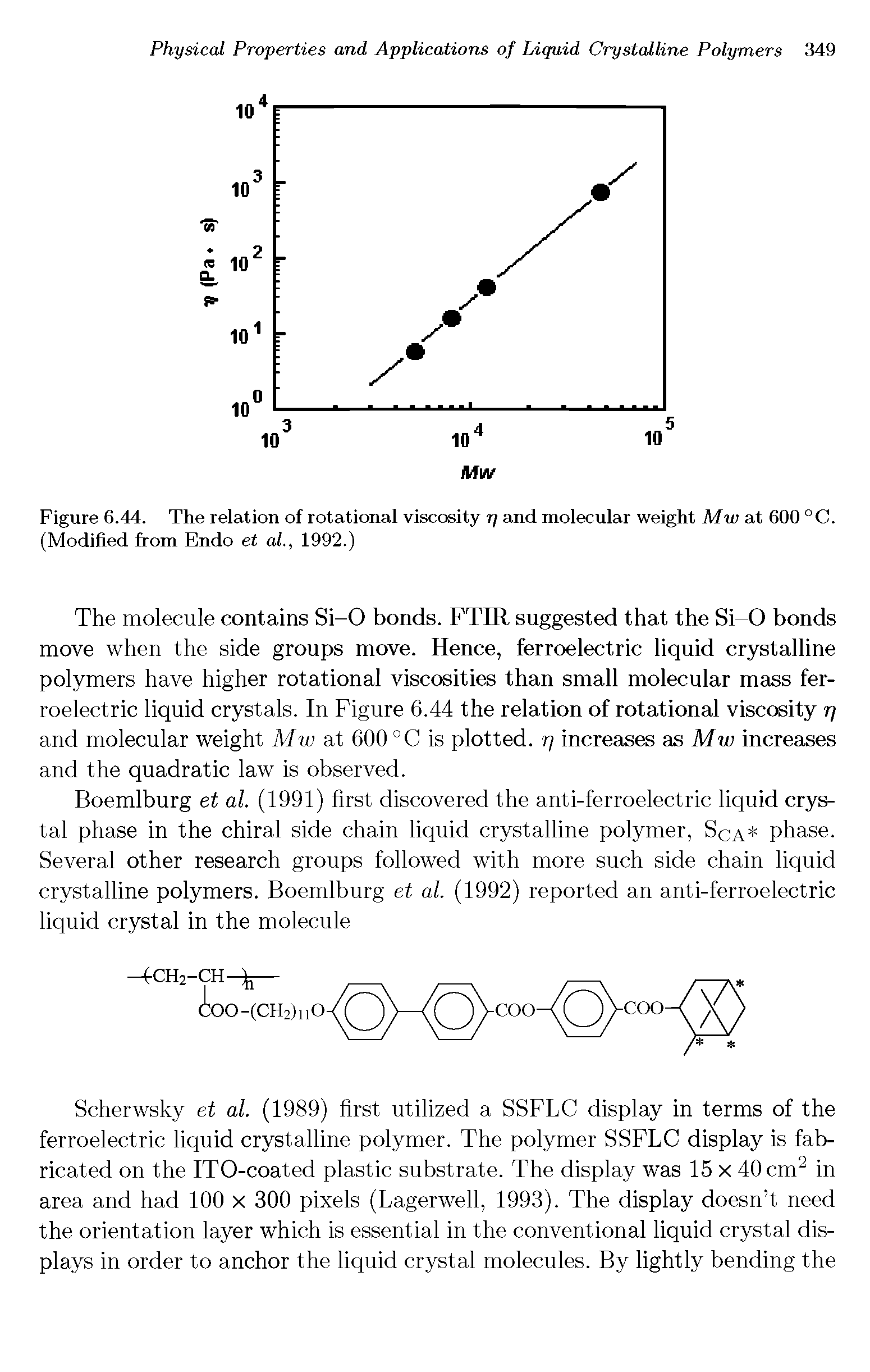 Figure 6.44. The relation of rotational viscosity r) and molecular weight Mw at 600 °C. (Modified from Endo et al., 1992.)...