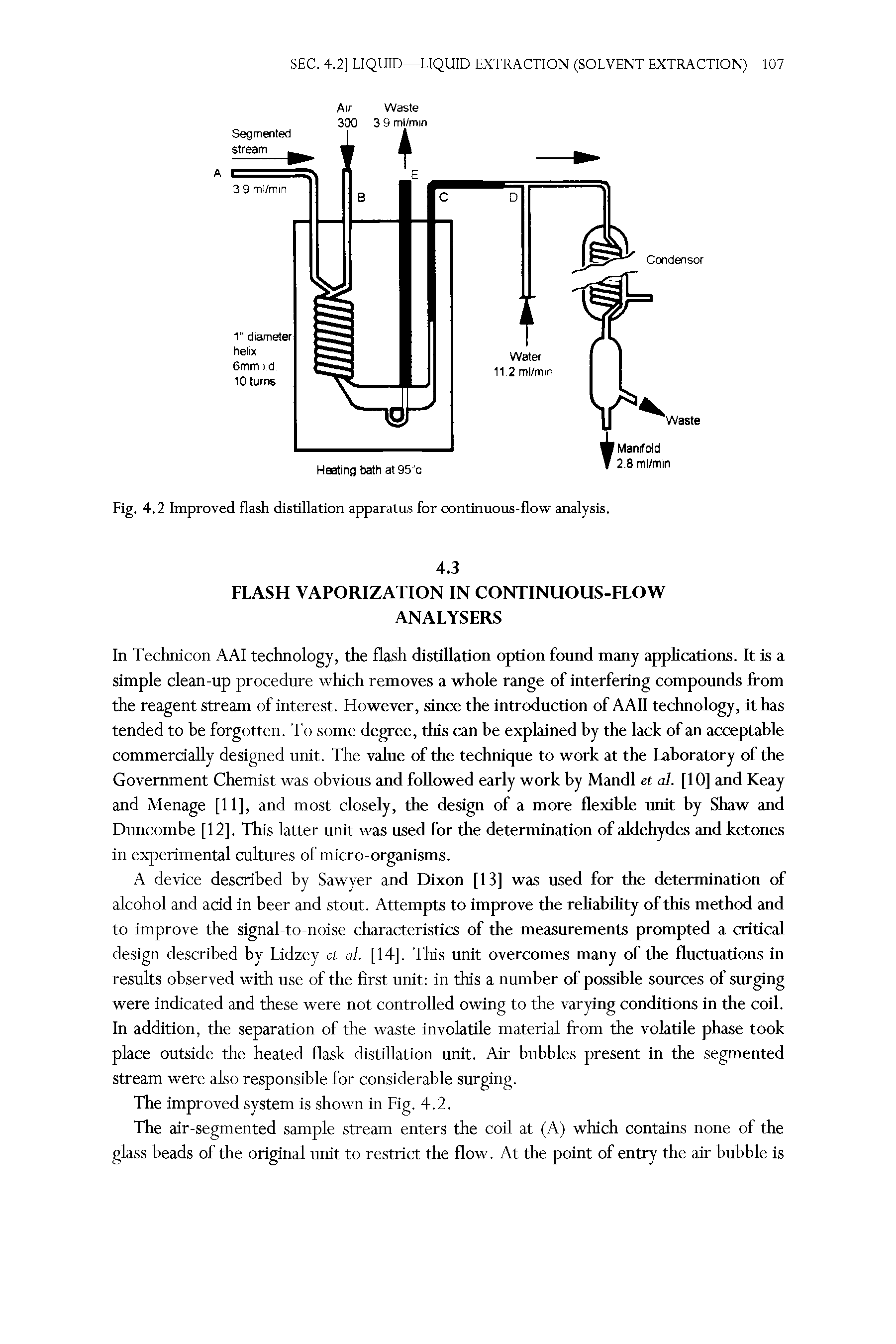Fig. 4.2 Improved flash distillation apparatus for continuous-flow analysis.