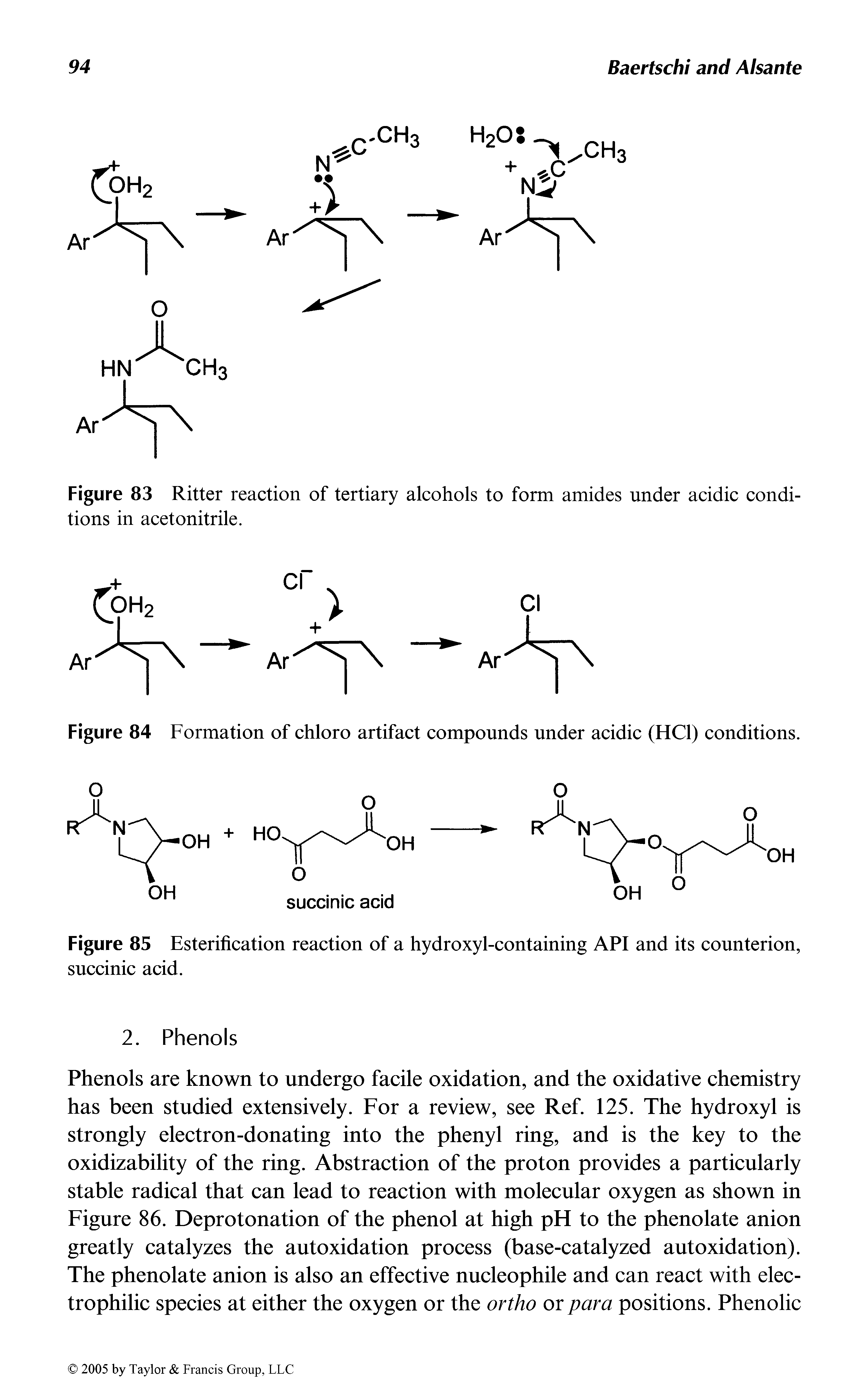 Figure 83 Ritter reaction of tertiary alcohols to form amides under acidic conditions in acetonitrile.