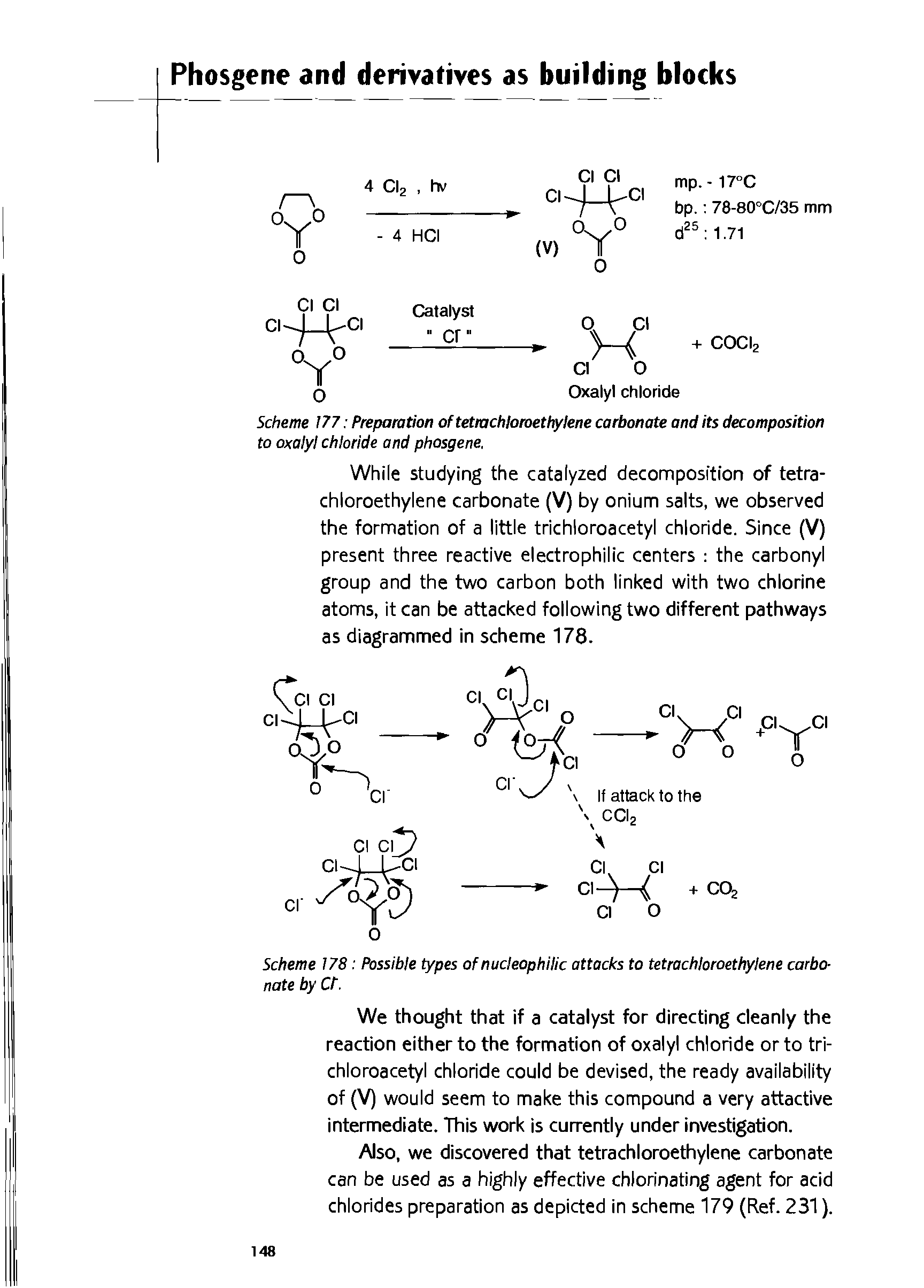 Scheme 178 Possible types of nucleophilic attacks to tetrachloroethylene carbonate by Ct.