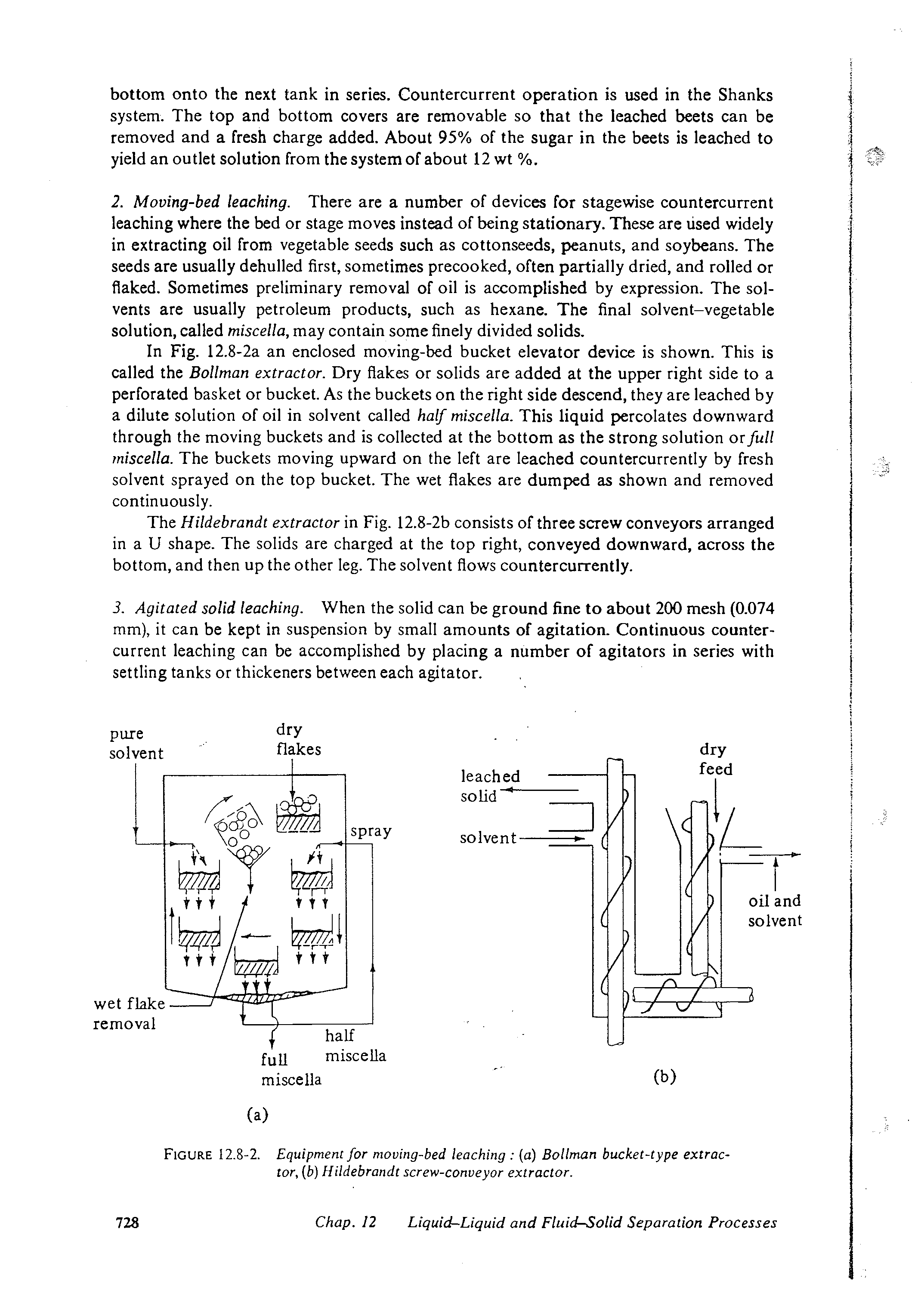 Figure 12.8-2. Equipment for moving-bed leaching [a) Bollman bucket-type extractor, (b) Hildebrandt screw-conveyor extractor.