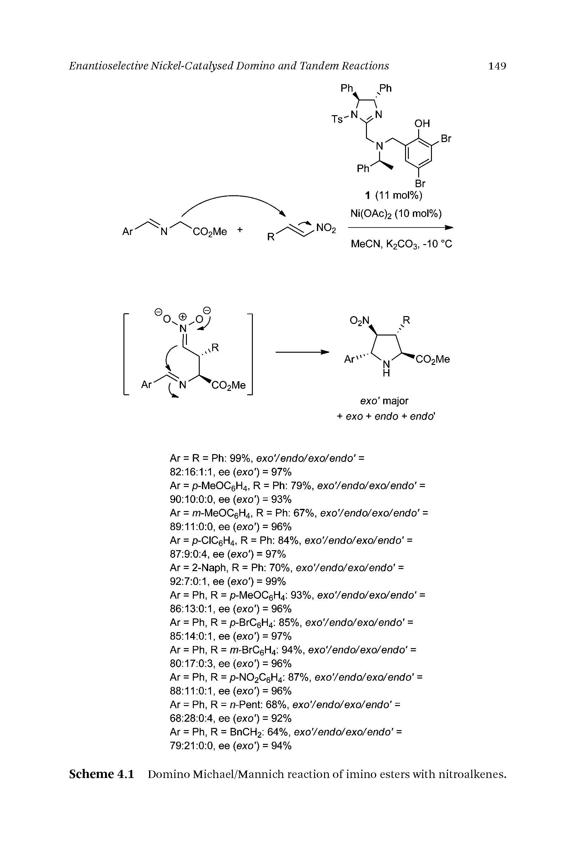 Scheme 4.1 Domino Michael/Mannich reaction of imino esters with nitroalkenes.